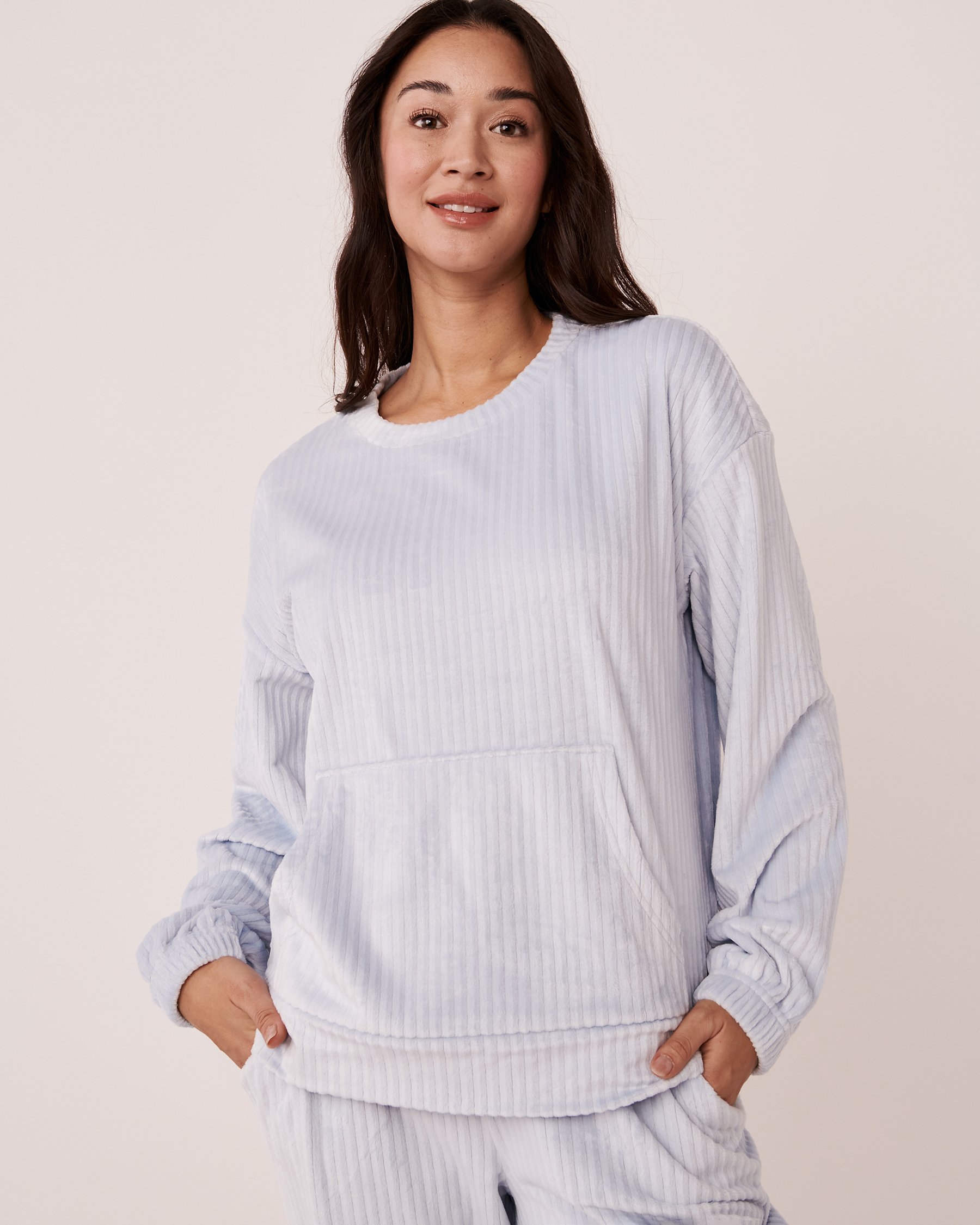 LA VIE EN ROSE Chandail manches longues en velours côtelé Ciel bleu 40100396 - View2