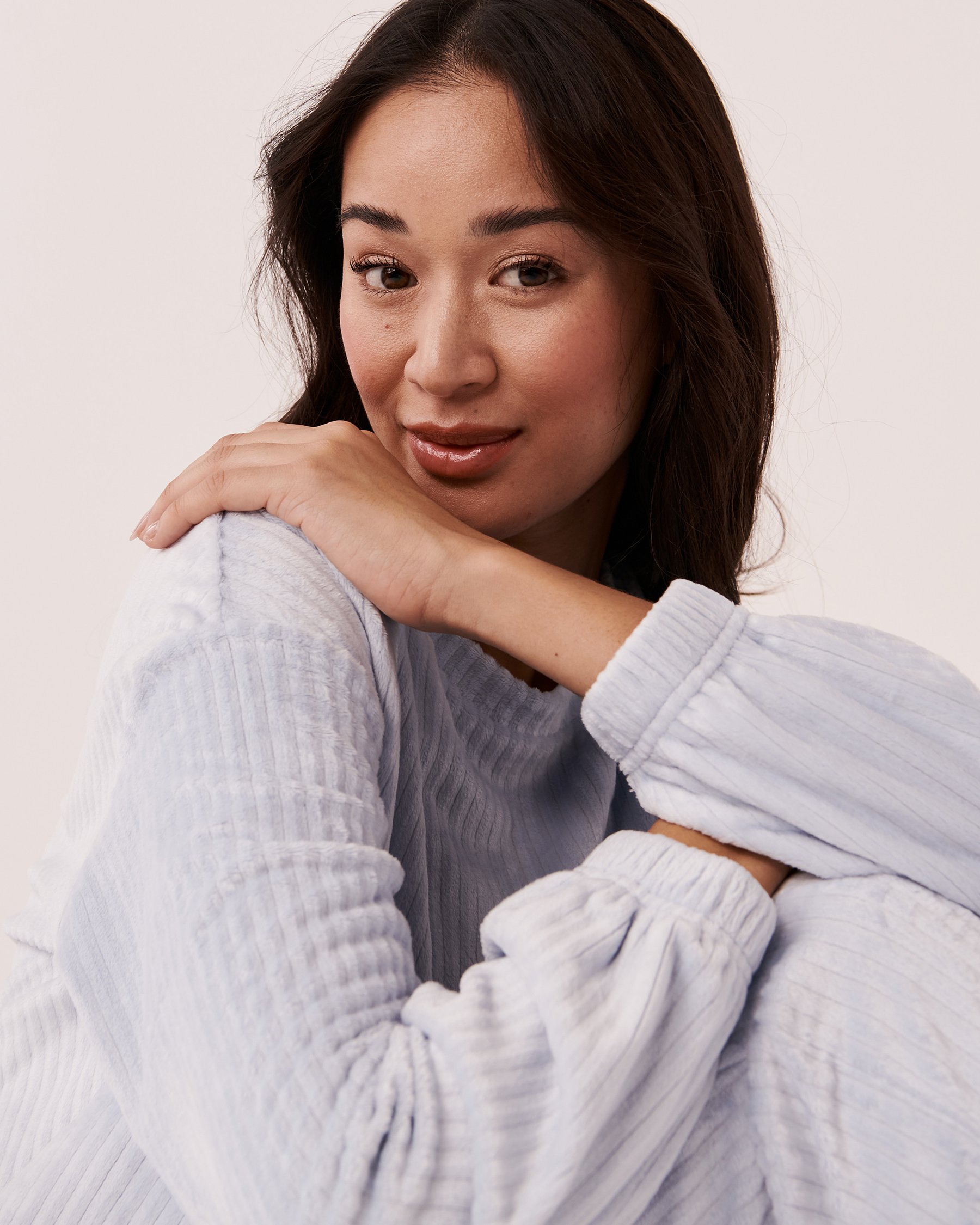 LA VIE EN ROSE Chandail manches longues en velours côtelé Ciel bleu 40100396 - View3