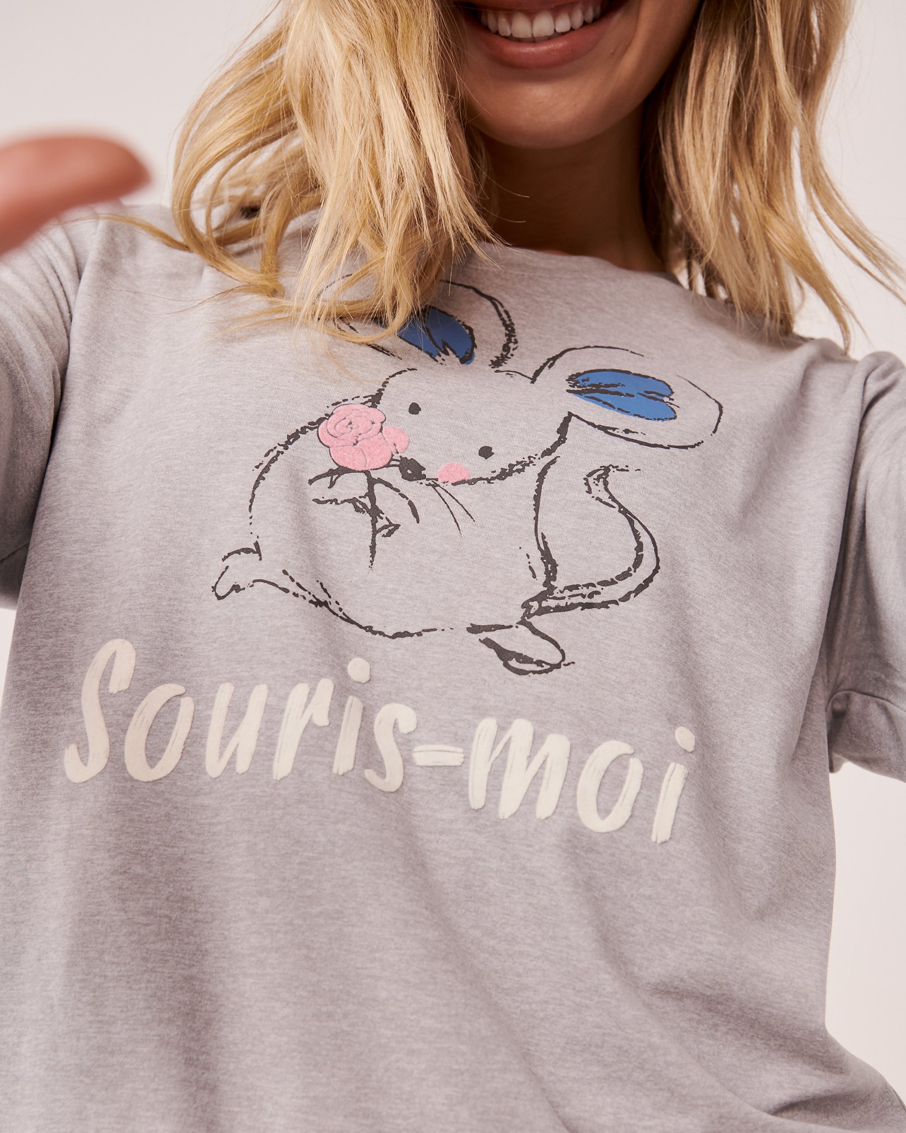 LA VIE EN ROSE Super Soft Crew Neck Long Sleeve Shirt Comfy grey 40100388 - View3