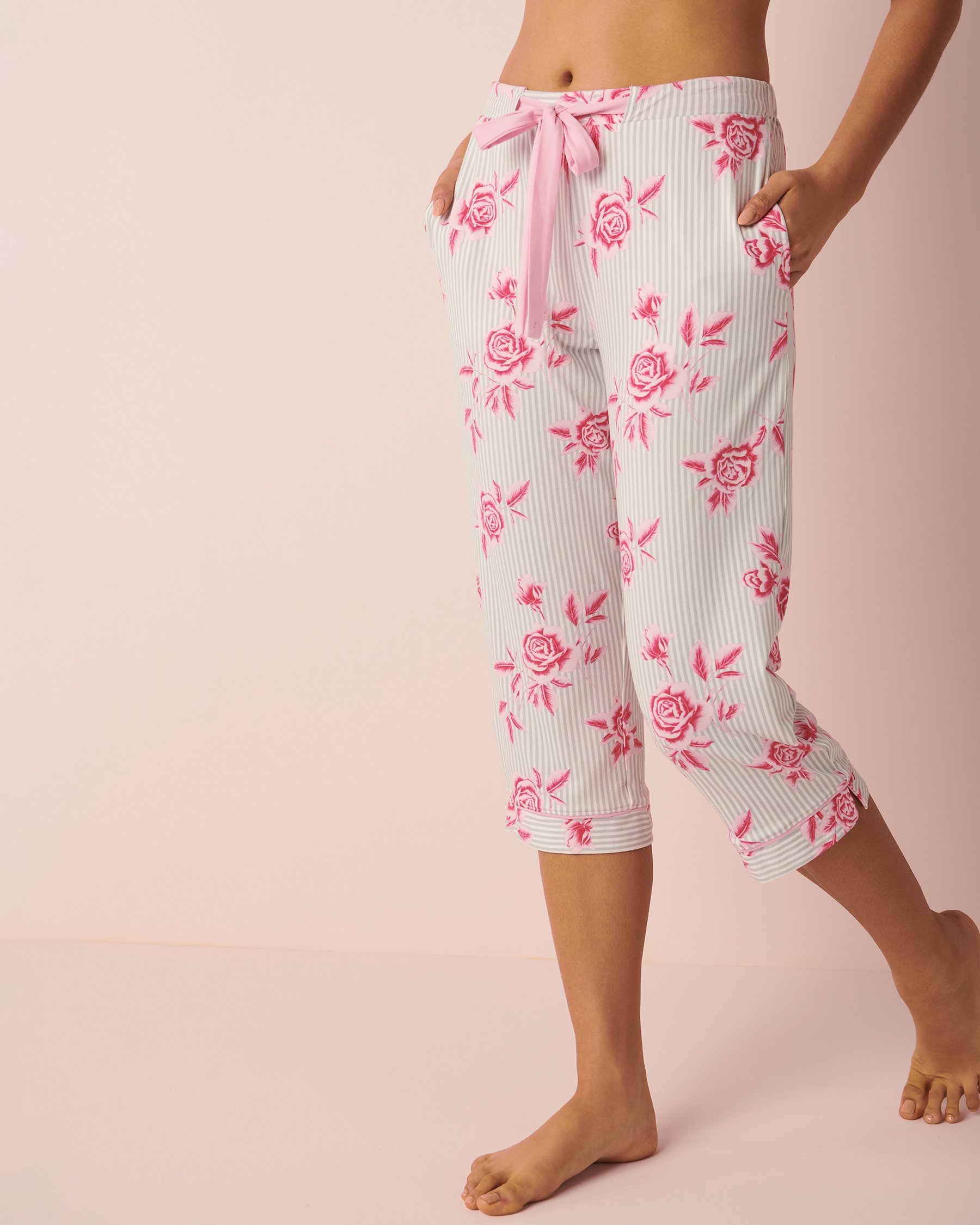 LA VIE EN ROSE Capri ajusté ultra doux Roses 40200370 - View1