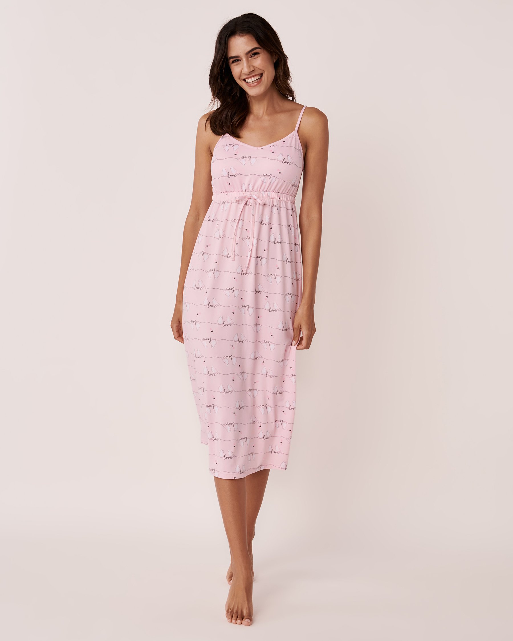 LA VIE EN ROSE Super Soft V-neck Nightie Love bird 40500238 - View1