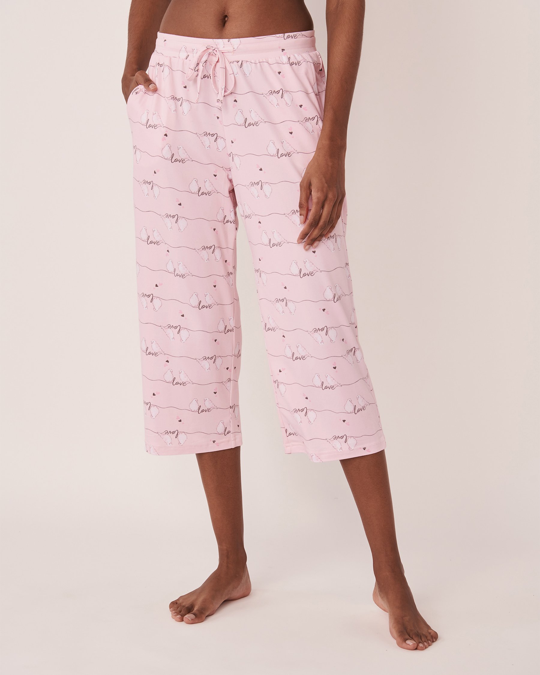 LA VIE EN ROSE Capri jambe large ultra doux Oiseau d'amour 40200376 - View1