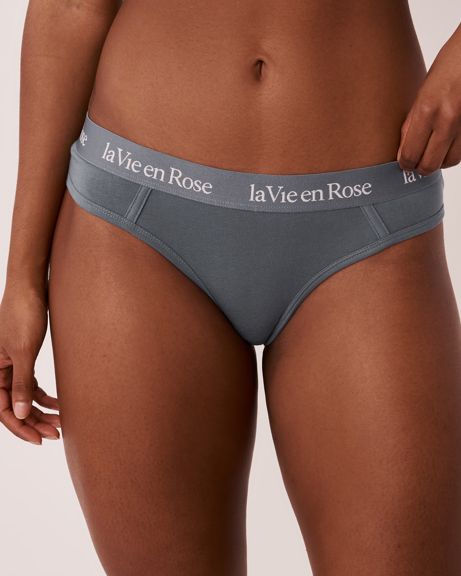 LA VIE EN ROSE Culotte bikini coton et bande élastique logo Bleu glacial 20100248 - Voir1
