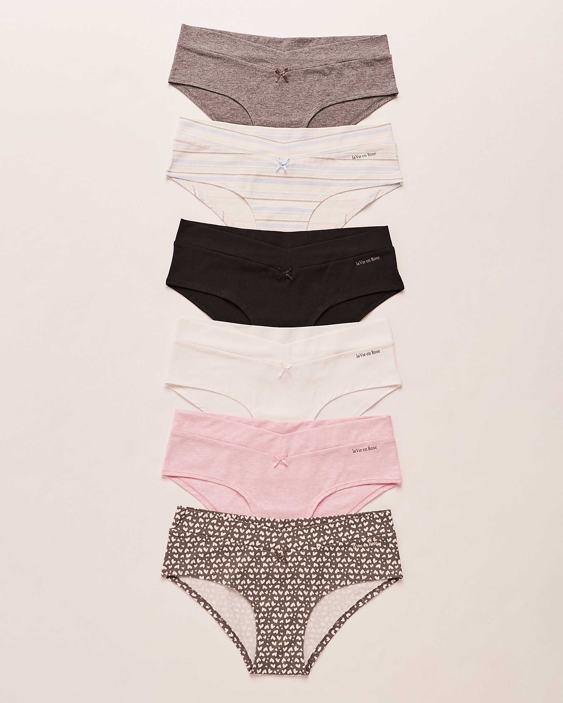 LA VIE EN ROSE Lot de 6 culottes aux hanches en coton Multicouleur 20100263 6PK - Voir1