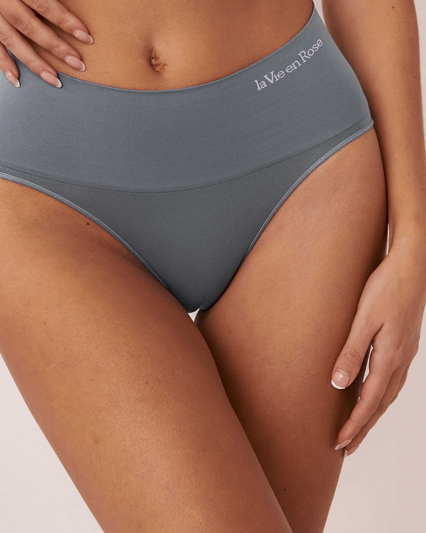 LA VIE EN ROSE Culotte bikini taille haute sans coutures Bleu glacial 20200281 - Voir1