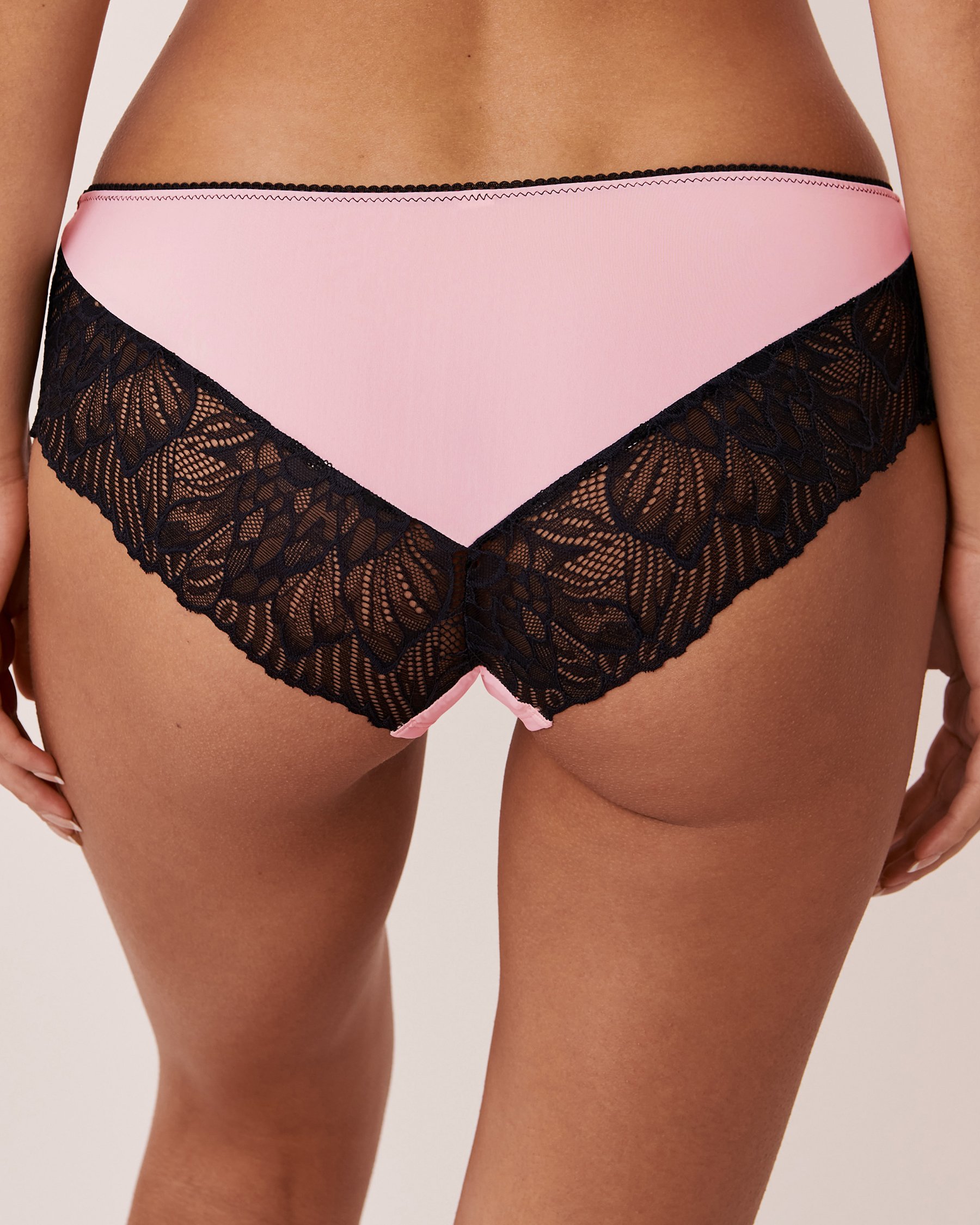 LA VIE EN ROSE Culotte aux hanches microfibre et dentelle Rose ballerine 20200284 - Voir2