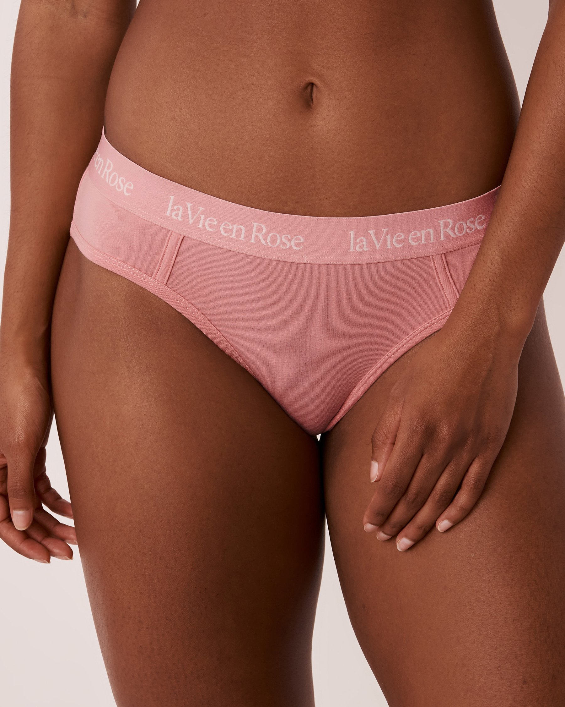 LA VIE EN ROSE Cotton and Logo Elastic Band Bikini Panty Old rose 20100248 - View1