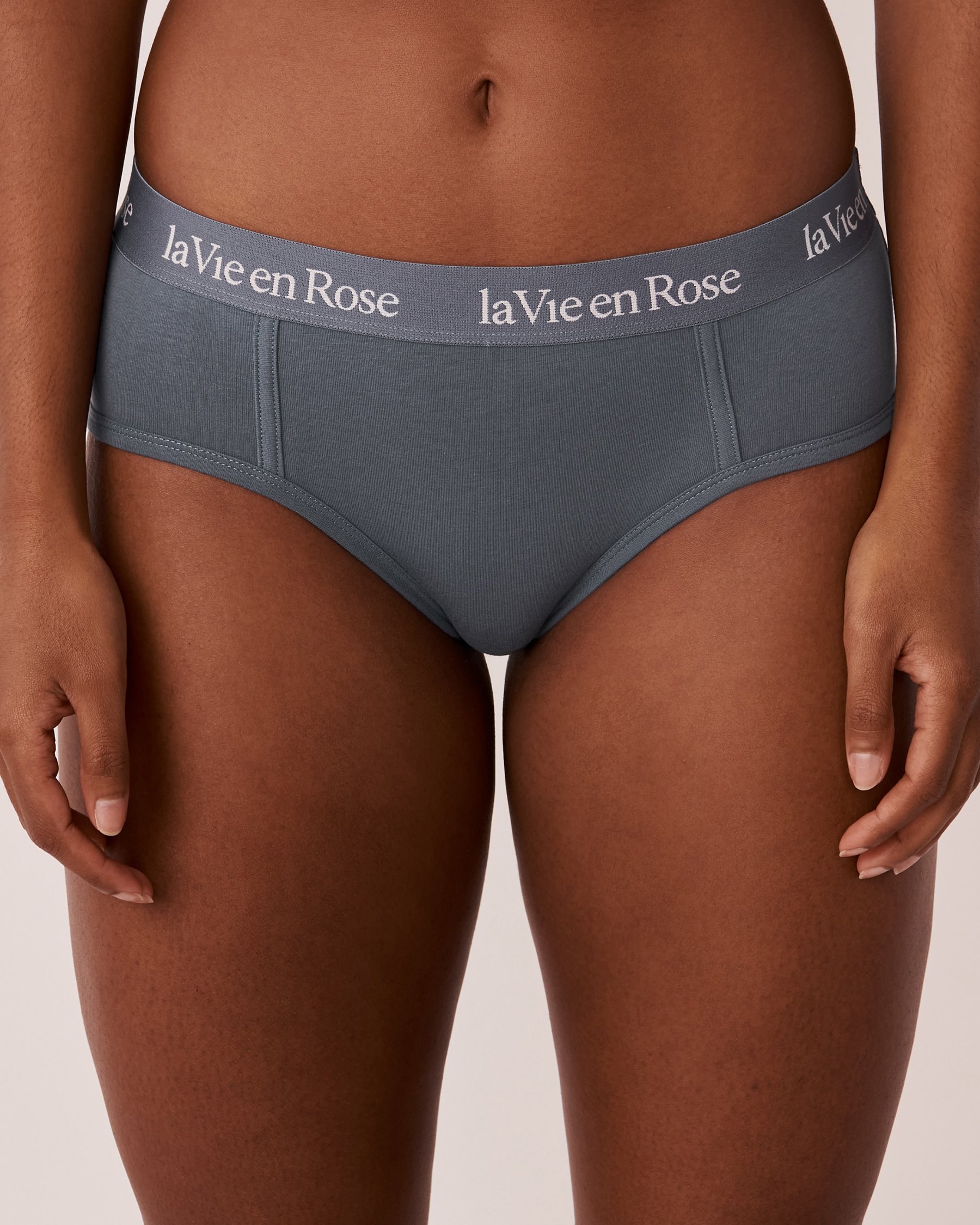 LA VIE EN ROSE Culotte aux hanches coton et bande élastique logo Bleu glacial 20100249 - View1