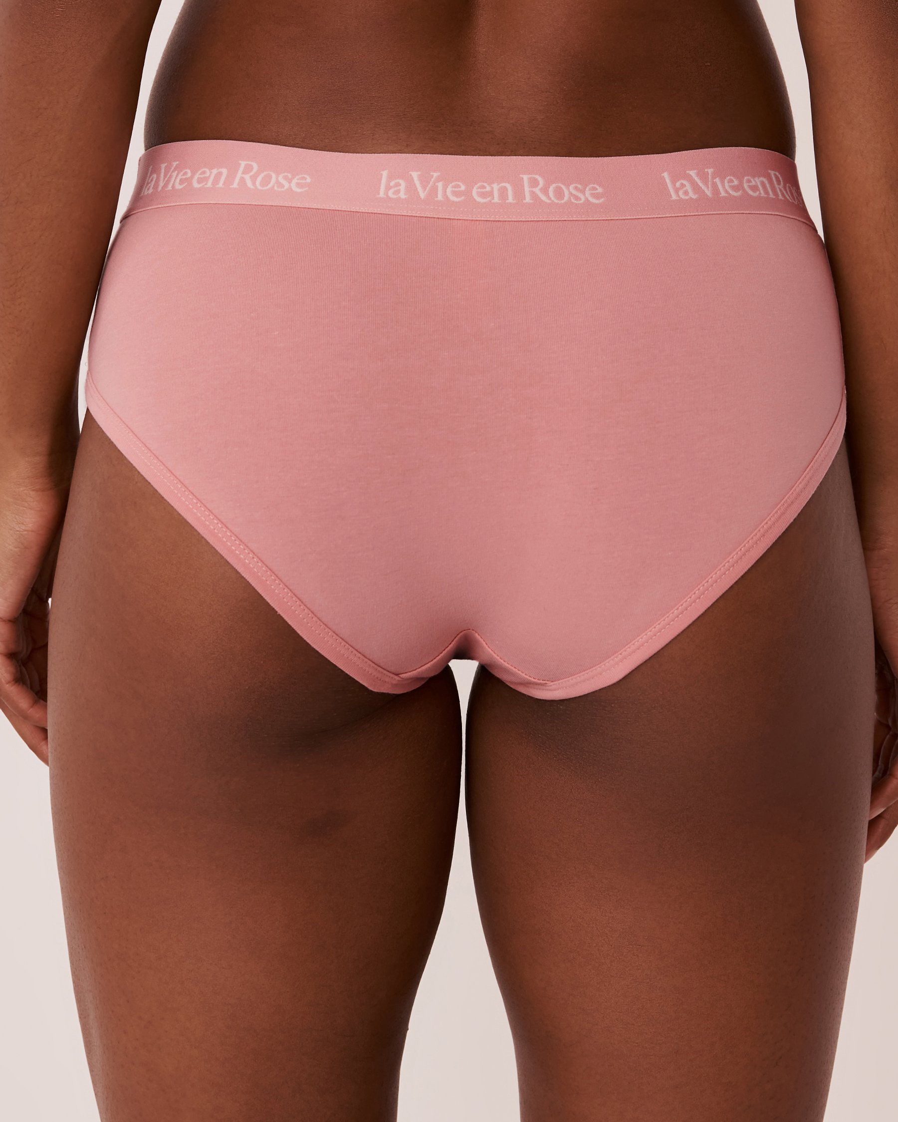 LA VIE EN ROSE Culotte aux hanches coton et bande élastique logo Vieux rose 20100249 - Voir2