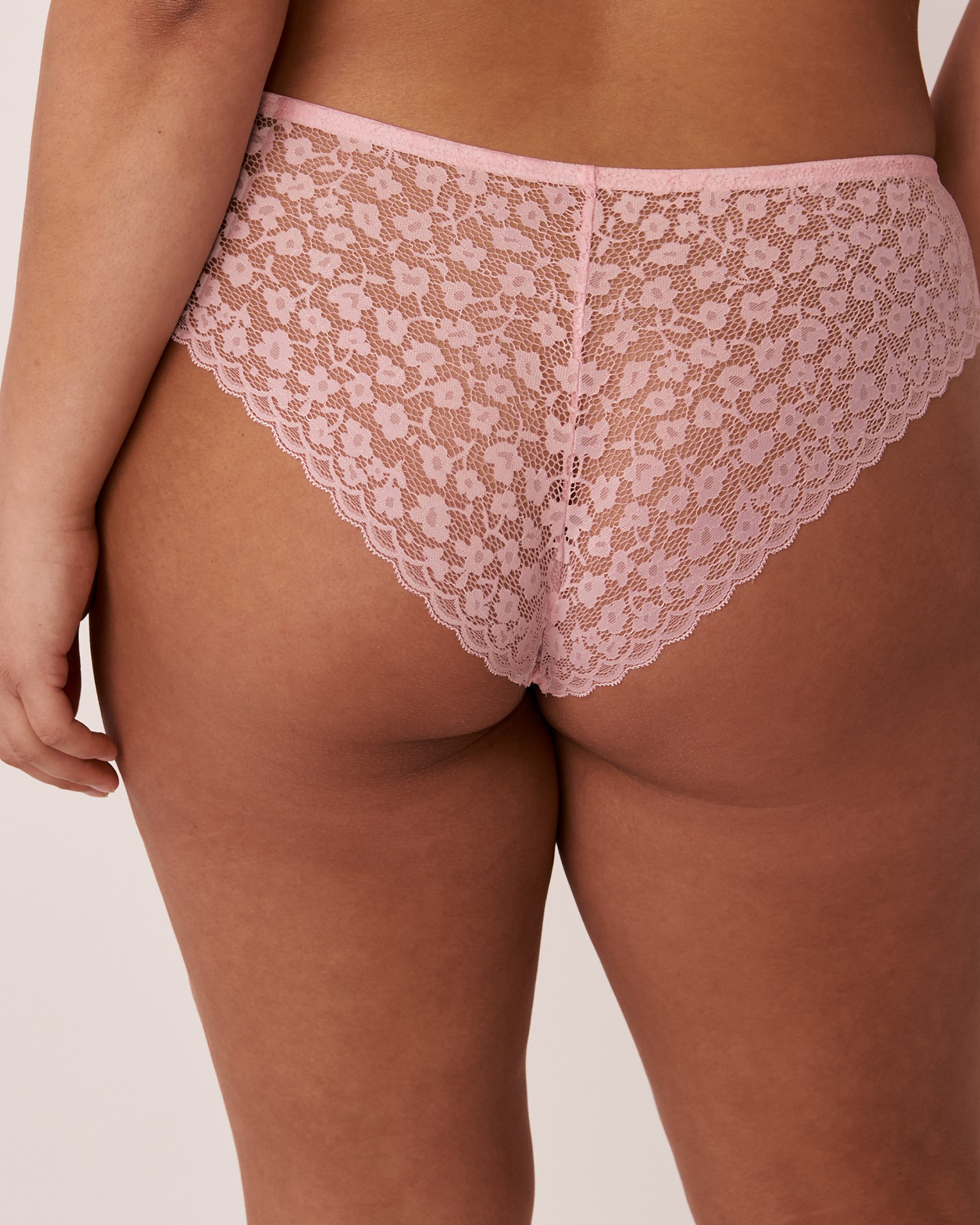 LA VIE EN ROSE Culotte brésilienne dentelle et résille Rose ballerine 20300176 - View3