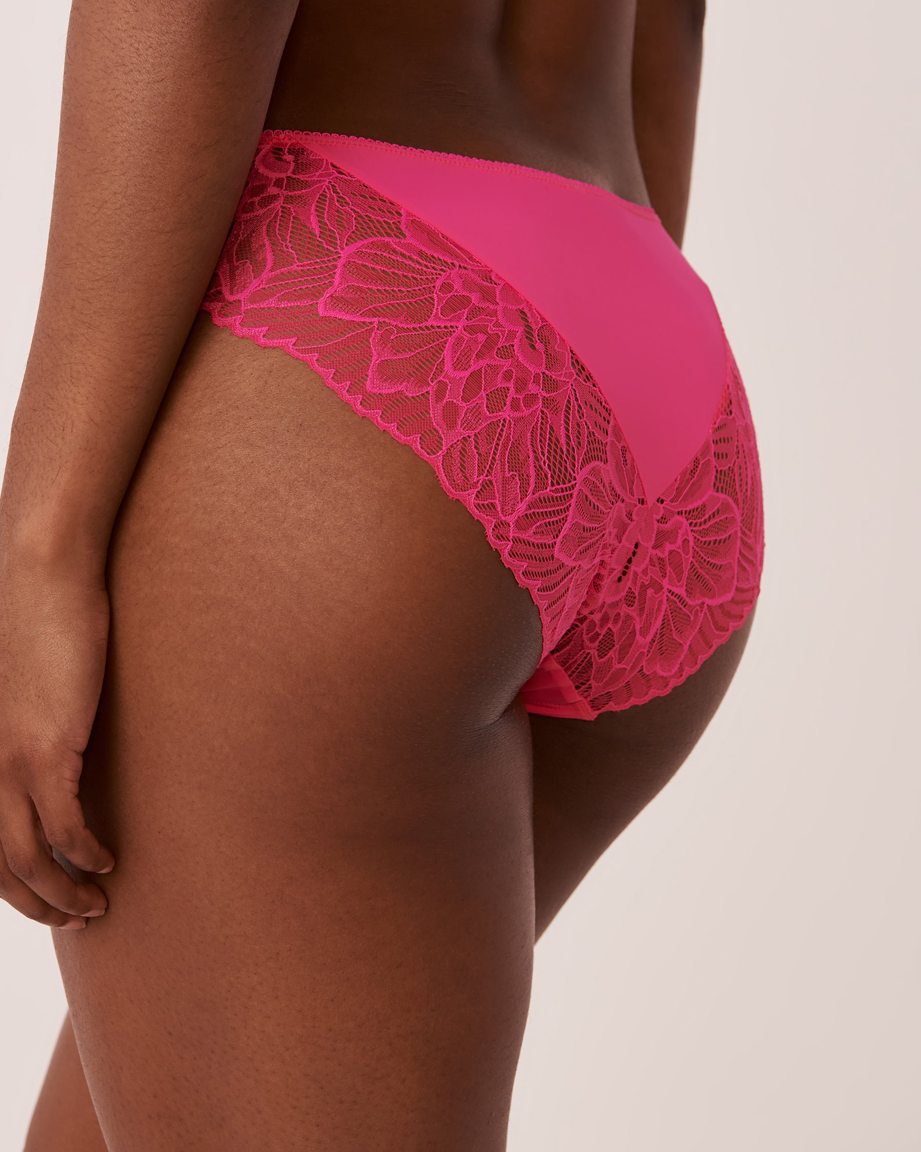 LA VIE EN ROSE Microfiber and Lace Bikini Panty Bright fuchsia 20200283 - View2