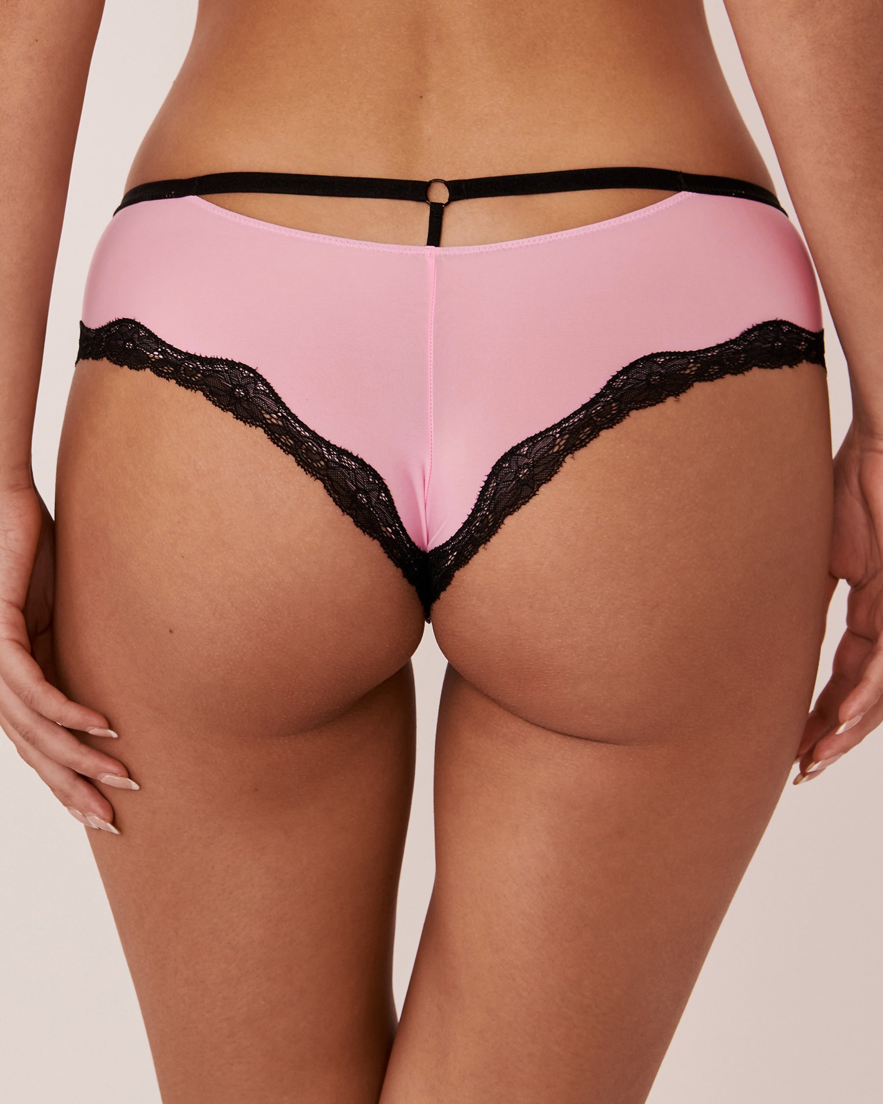 LA VIE EN ROSE Microfiber and Lace Trim Cheeky Panty True pink 20200274 - View2