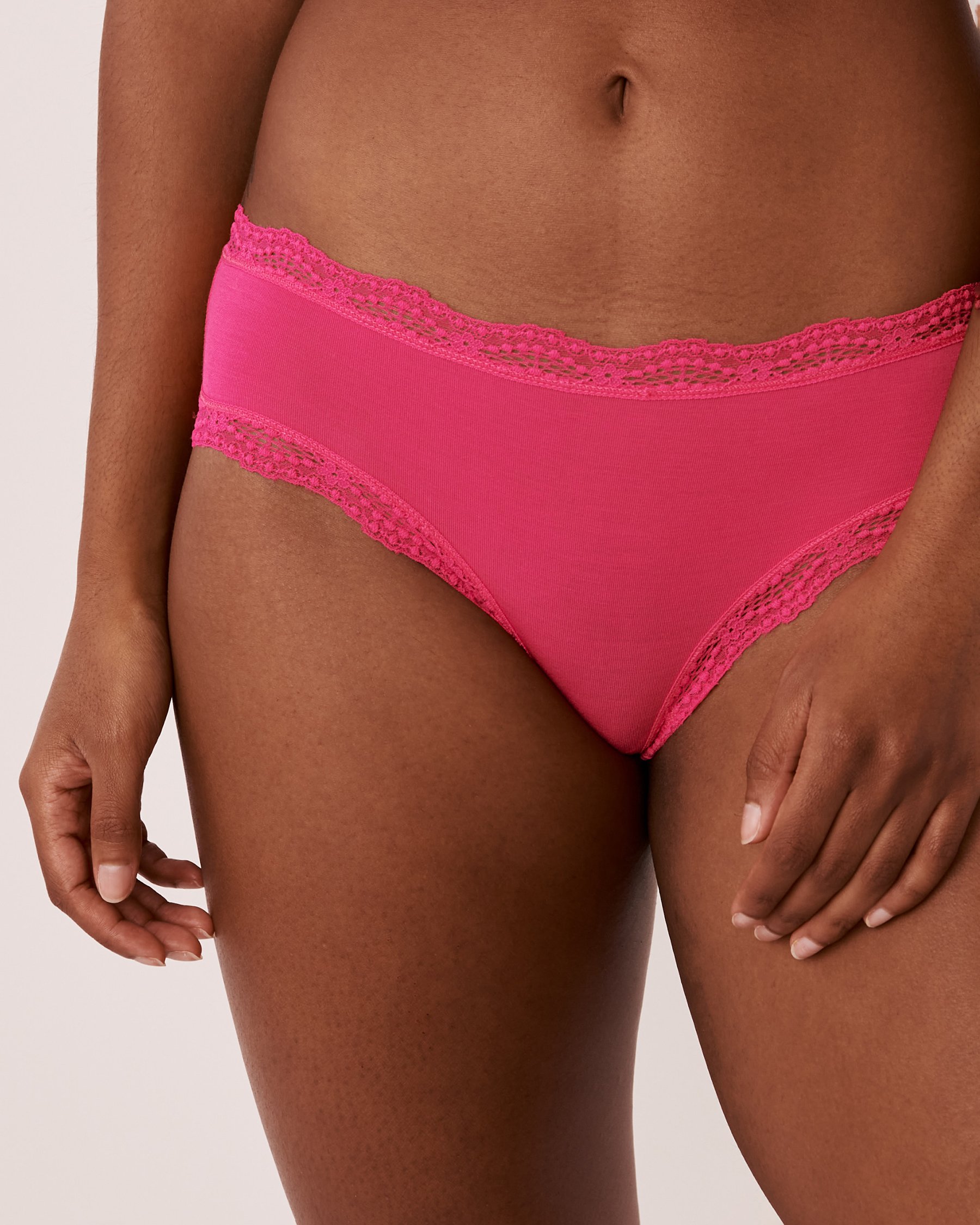 LA VIE EN ROSE Modal and Lace Trim Hiphugger Panty Bright fuchsia 20100260 - View1