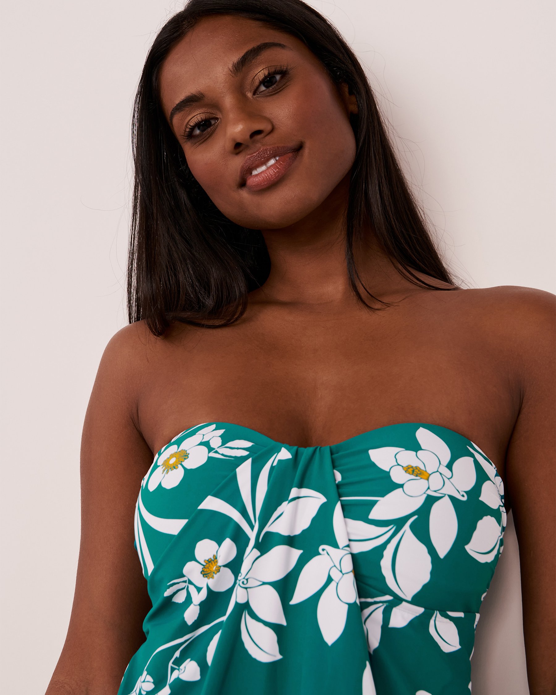 LA VIE EN ROSE AQUA HAWAII Bandeau Tankini Top Blue floral 70100356 - View2