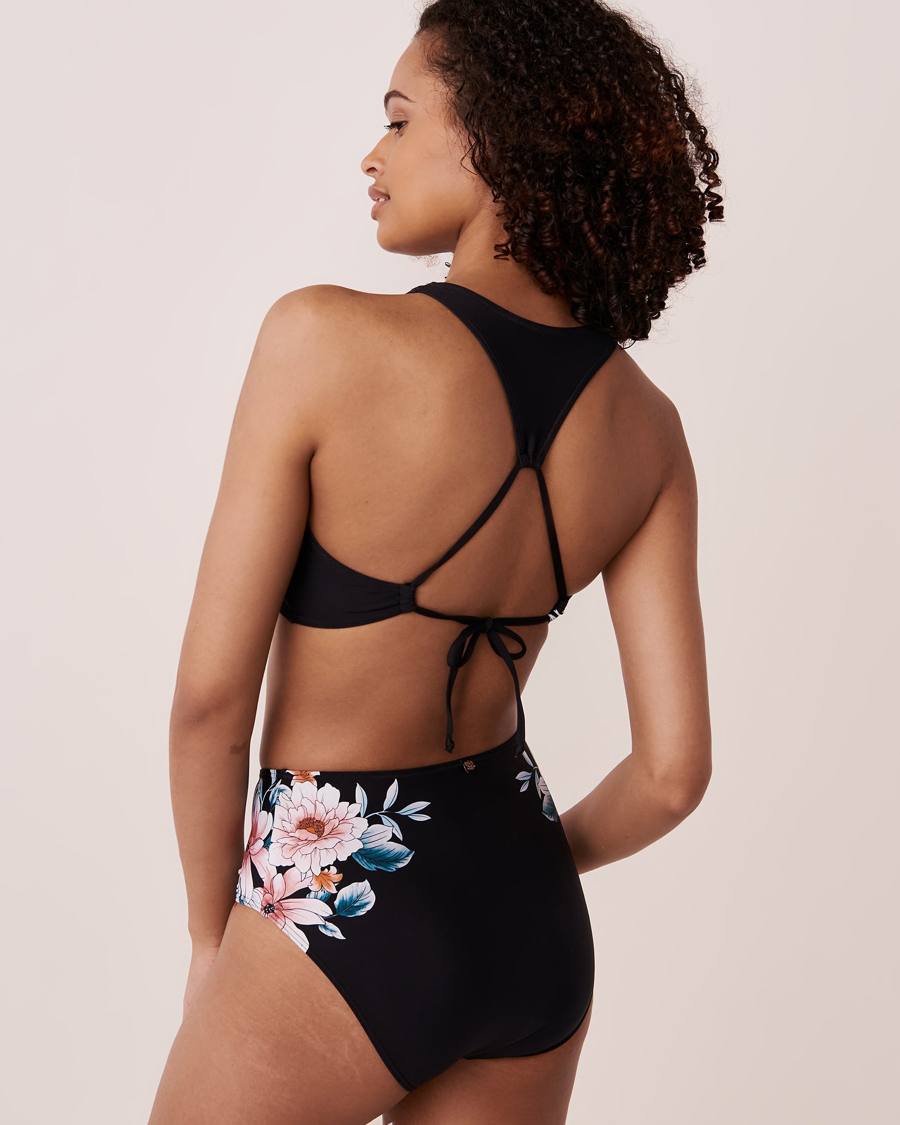 LA VIE EN ROSE AQUA Floral Print High Neck Bikini Top Floral print 70100377 - View2