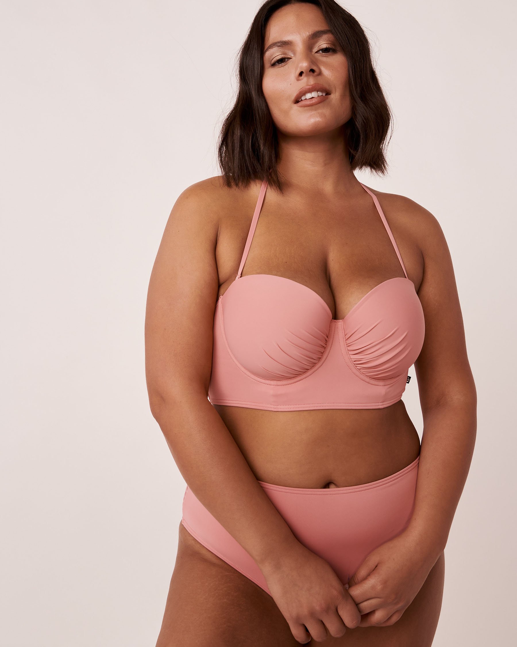 LA VIE EN ROSE AQUA SOLID Bustier Bandeau Bikini Top Vintage pink 70100382 - View2