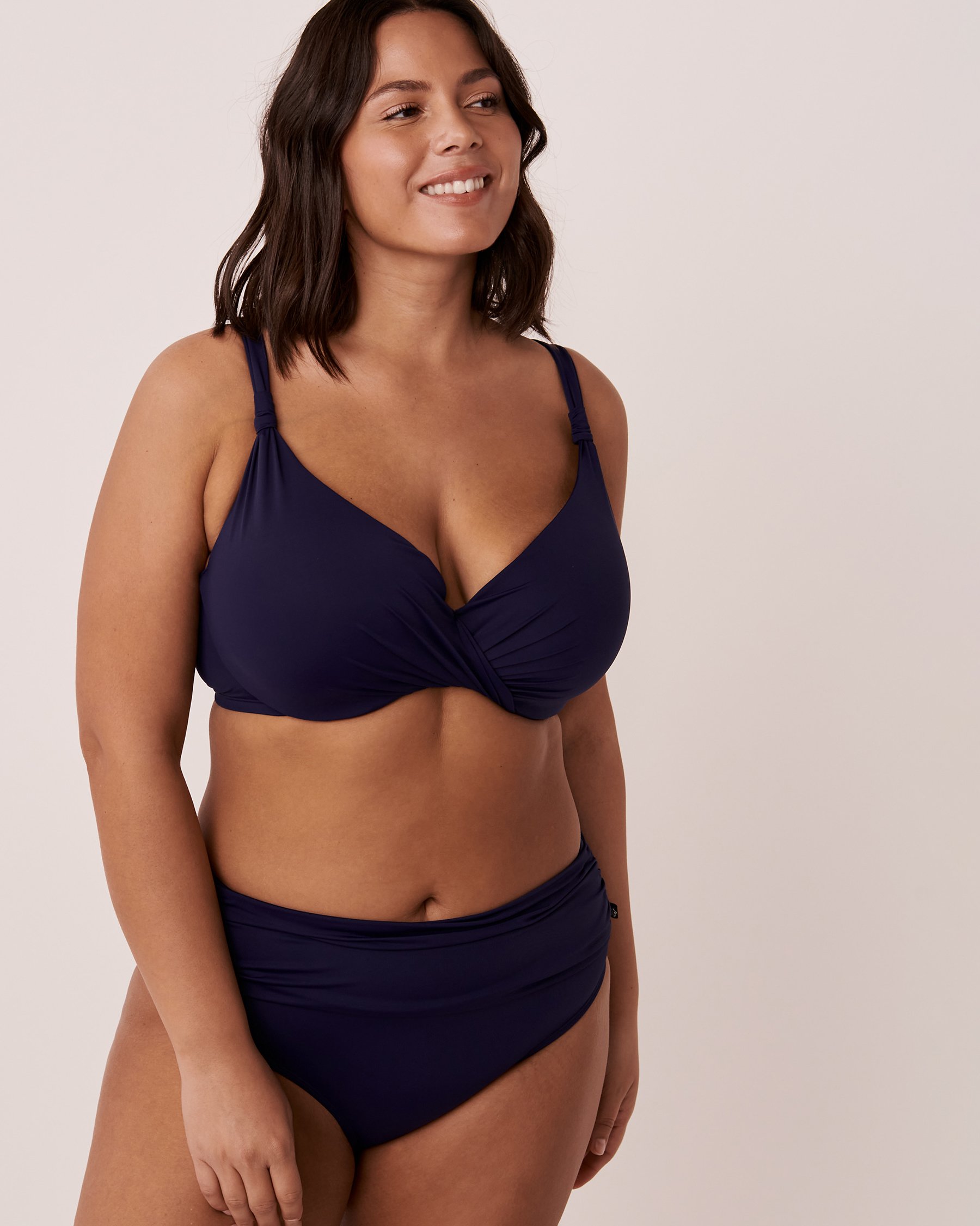 LA VIE EN ROSE AQUA COLORFUL DD Cup Twisted Bikini Top Evening blue 70200070 - View1