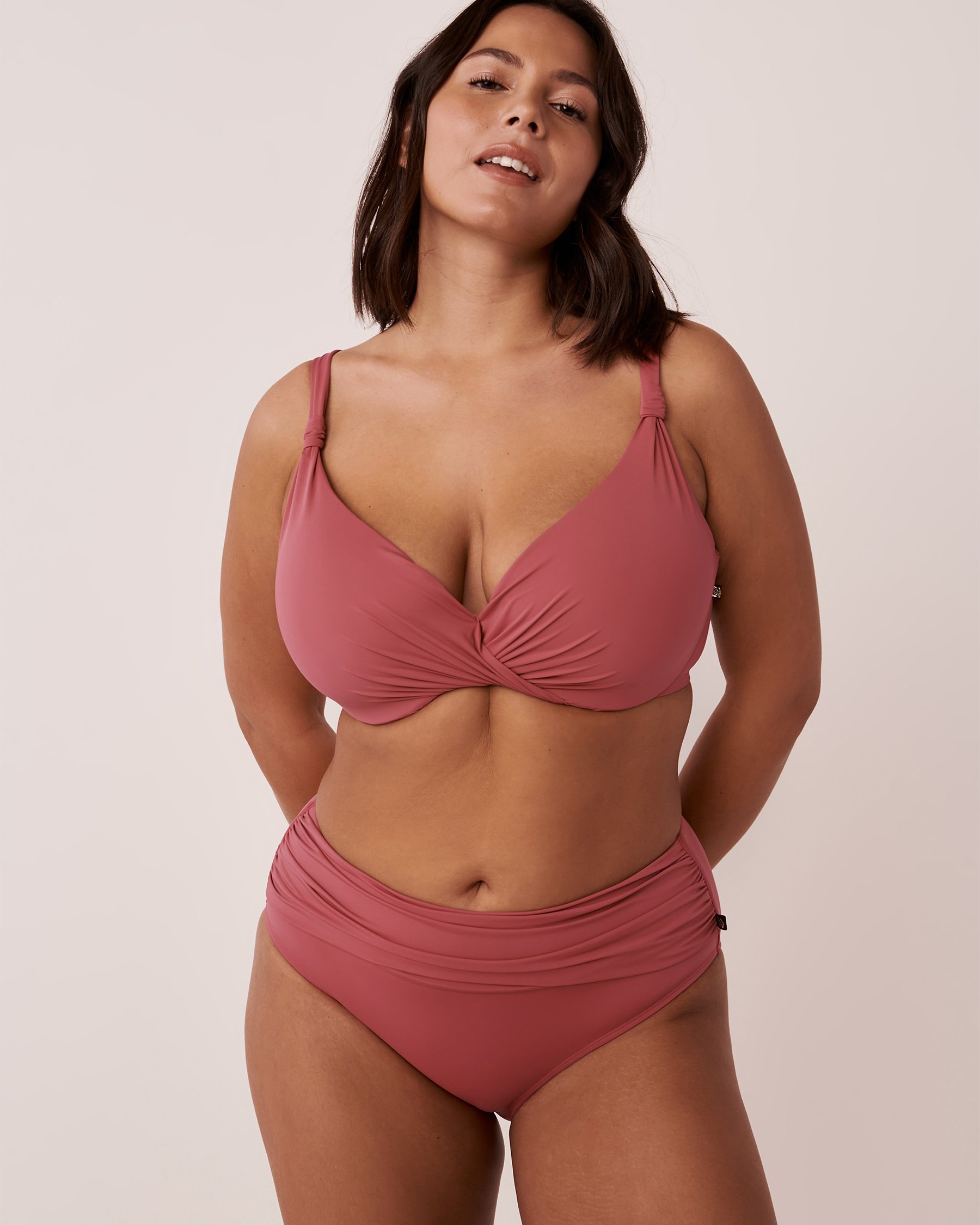 LA VIE EN ROSE AQUA COLOURFUL DD Cup Twisted Bikini Top Old rose 70200070 - View1