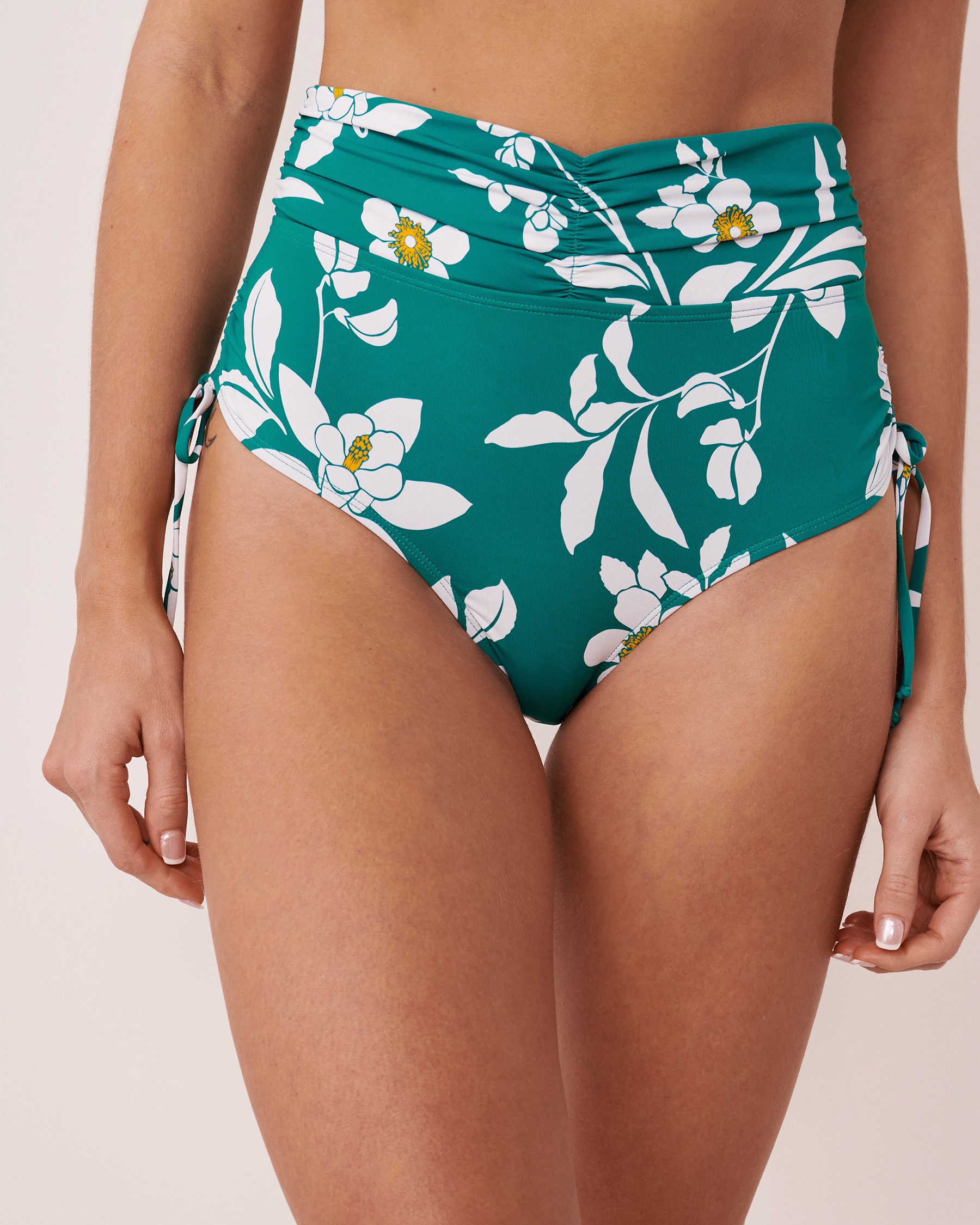 LA VIE EN ROSE AQUA Bas de bikini taille haute HAWAII Floral bleu 70300330 - Voir1