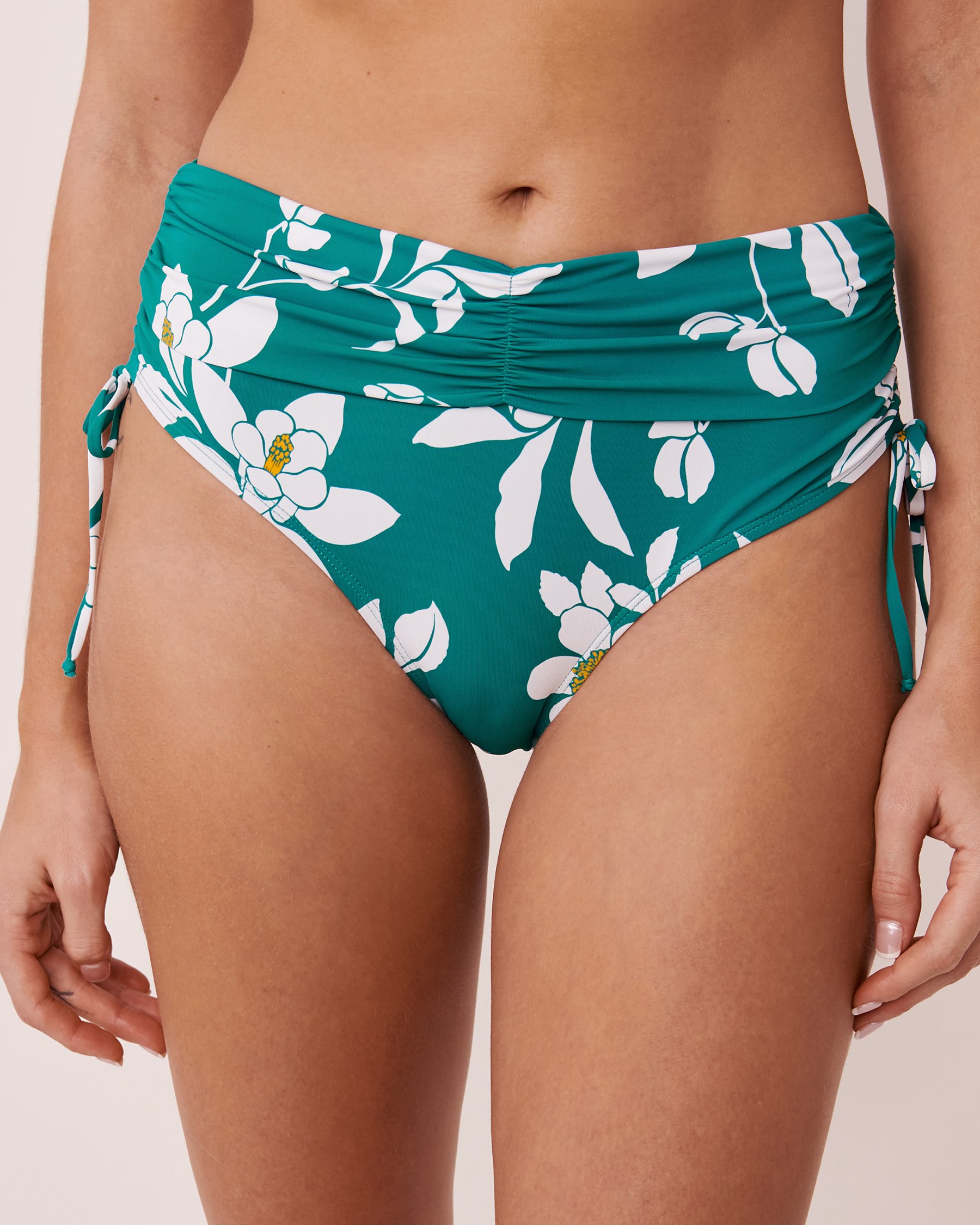 LA VIE EN ROSE AQUA Bas de bikini taille haute HAWAII Floral bleu 70300330 - Voir3