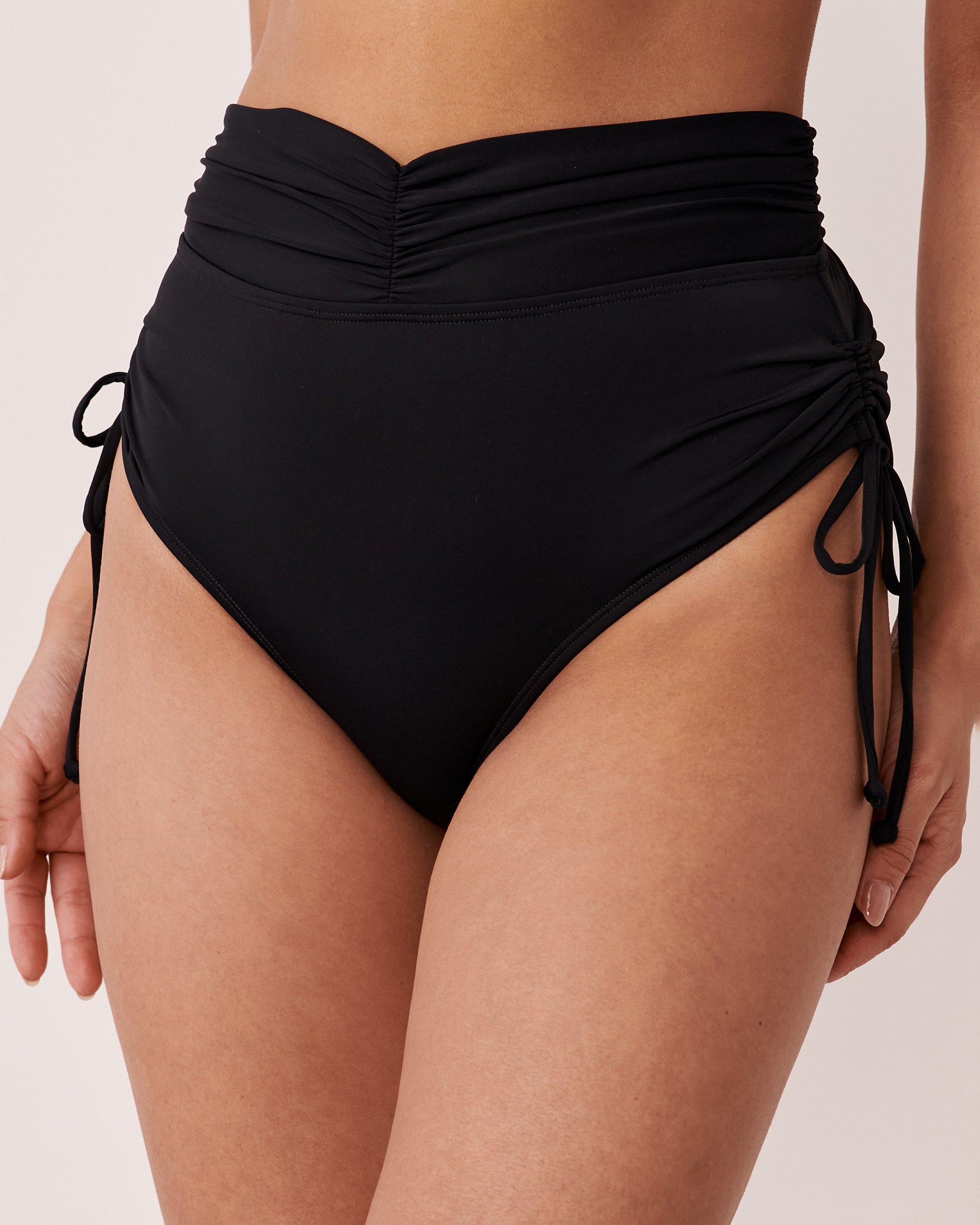 LA VIE EN ROSE AQUA Bas de bikini taille haute plissée FASHION Noir 70300337 - View1