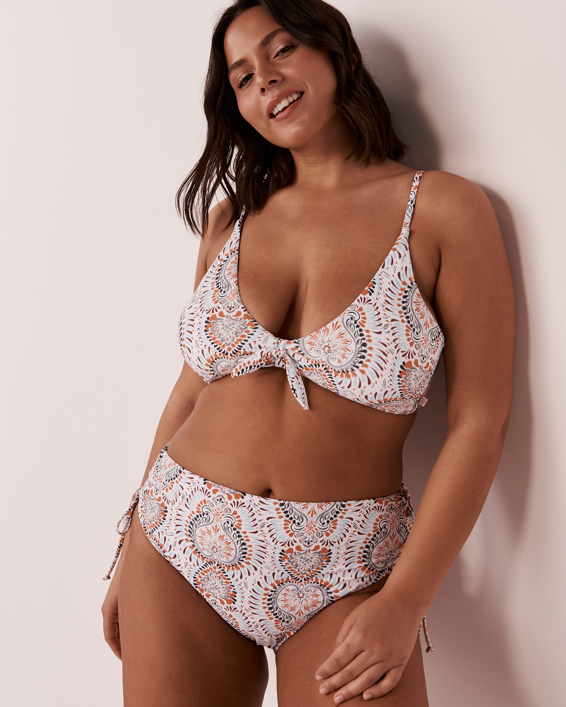 LA VIE EN ROSE AQUA BOHO Triangle Bikini Top Tile print 70100421 - View1