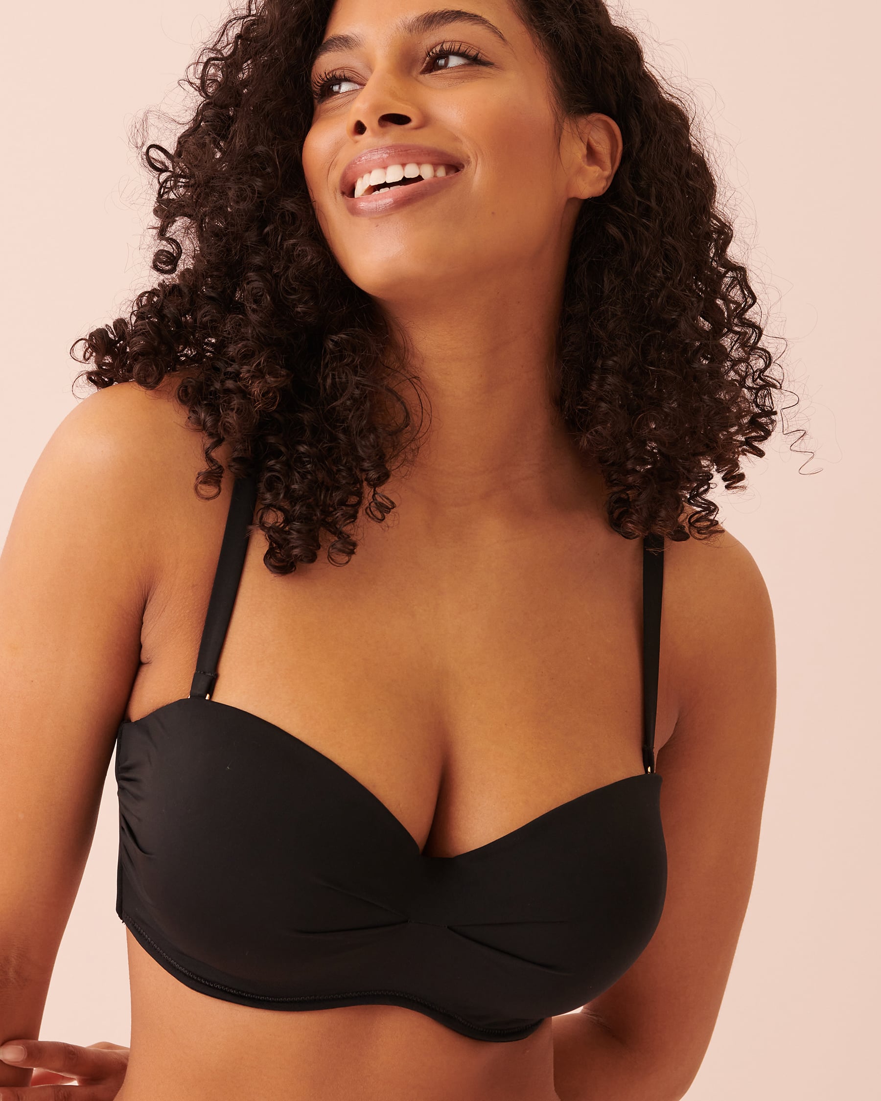 LA VIE EN ROSE AQUA COLOURFUL DD Cup Bandeau Bikini Top Black 70200071 - View4