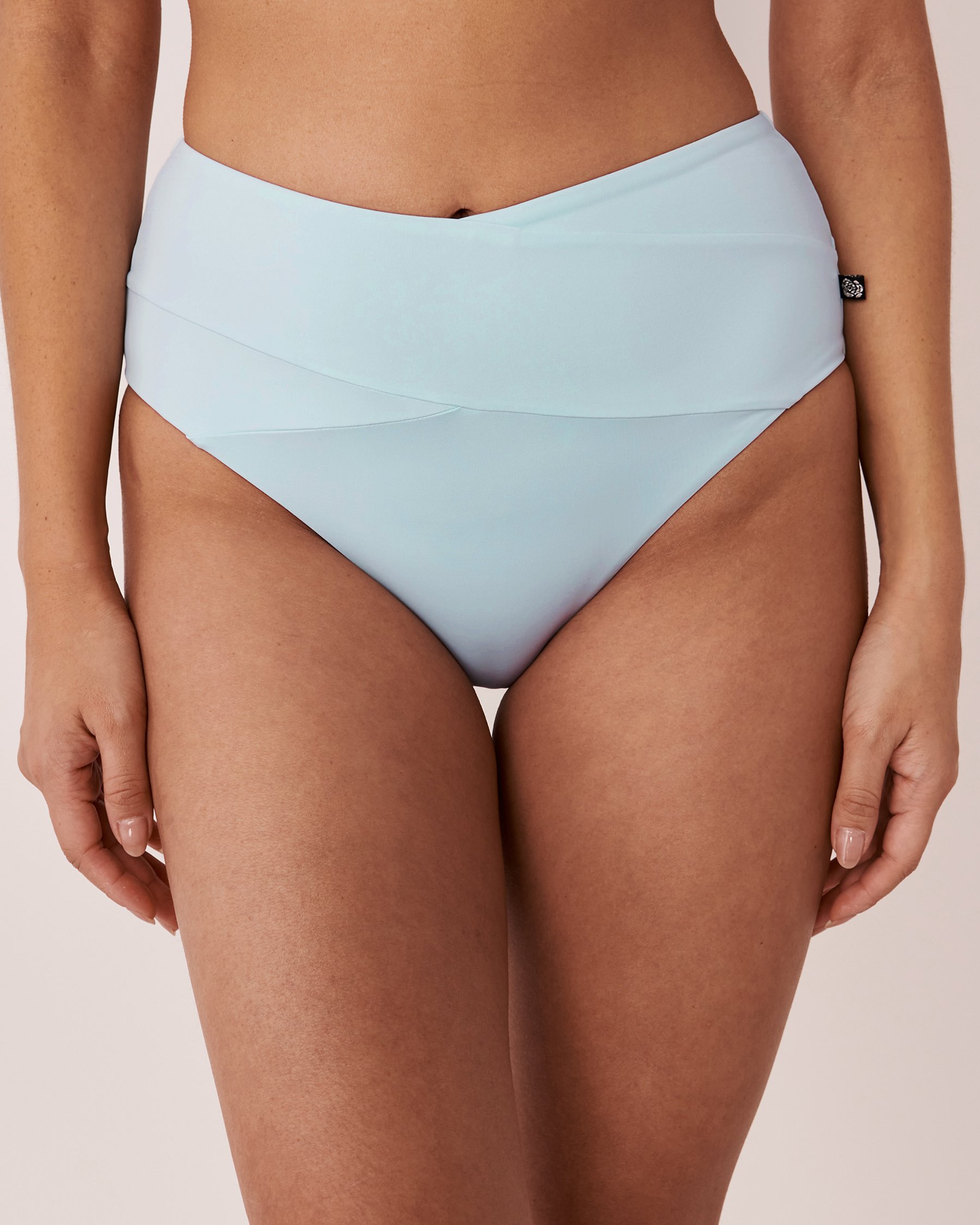 LA VIE EN ROSE AQUA CORYDALIS Recycled Fibers Crossed High Waist Bikini Bottom Powder blue 70300365 - View1