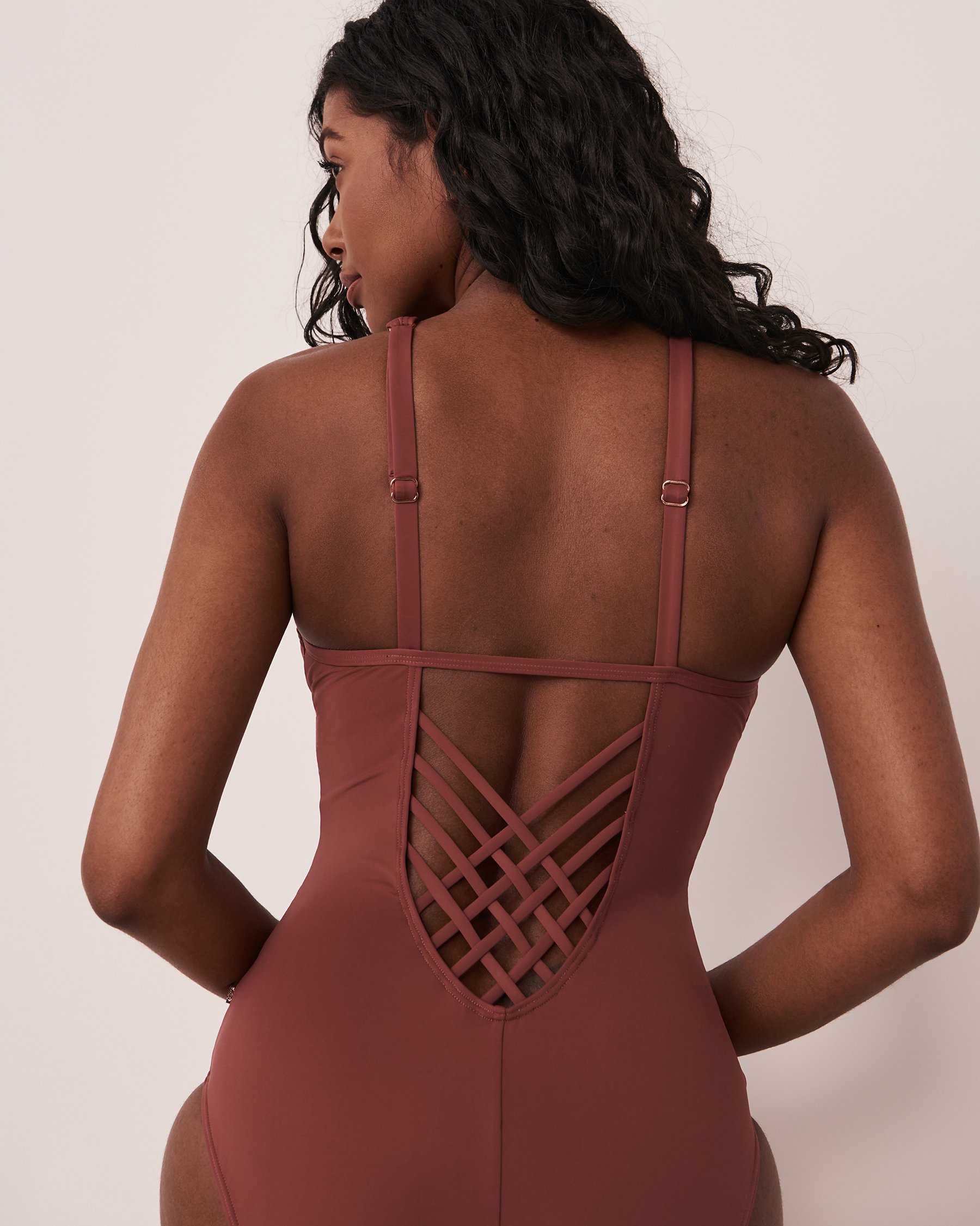 AQUAROSE DONATELLA Cross Bands One-piece Swimsuit Ginger 70400058 - View2