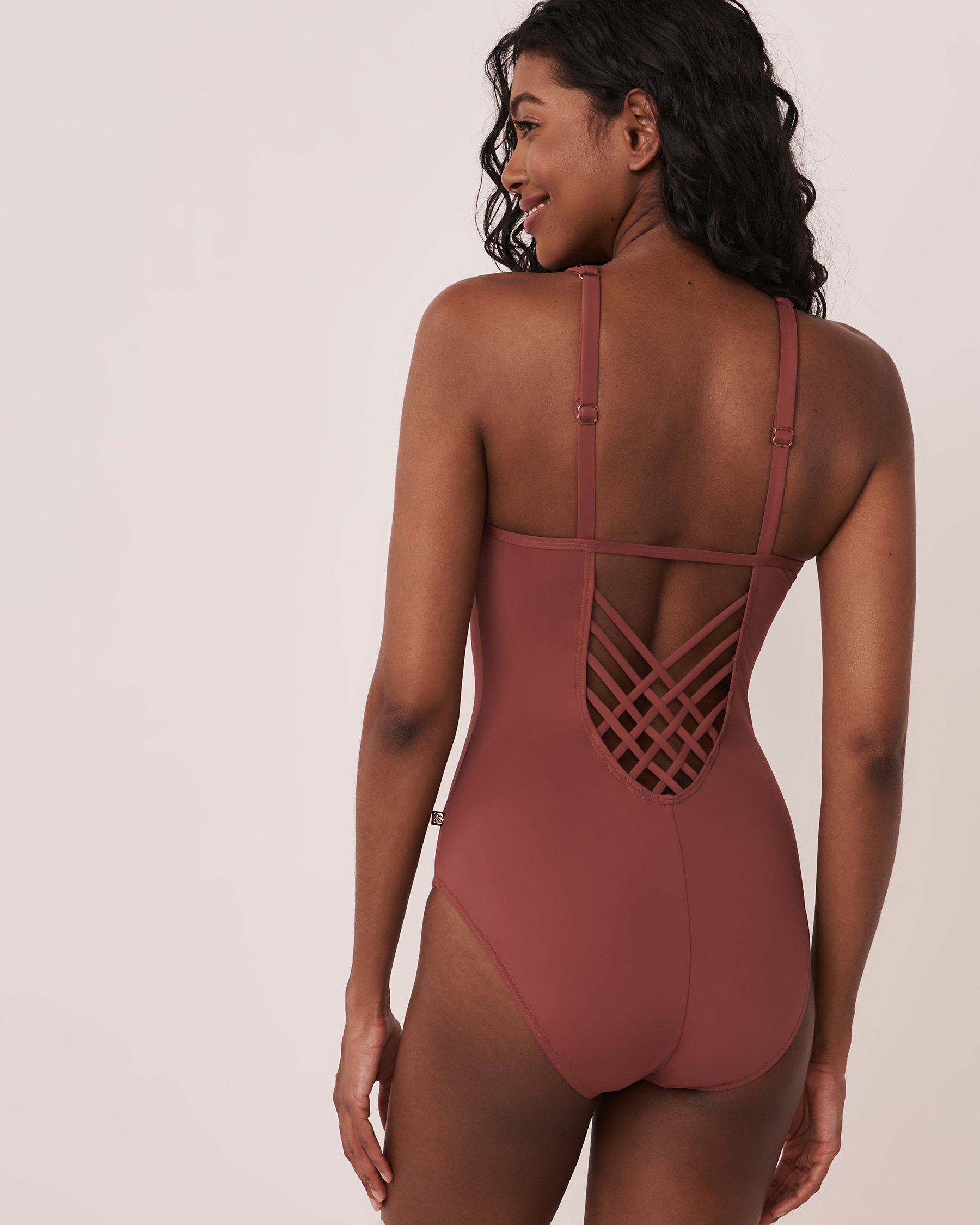 AQUAROSE DONATELLA Cross Bands One-piece Swimsuit Ginger 70400058 - View3