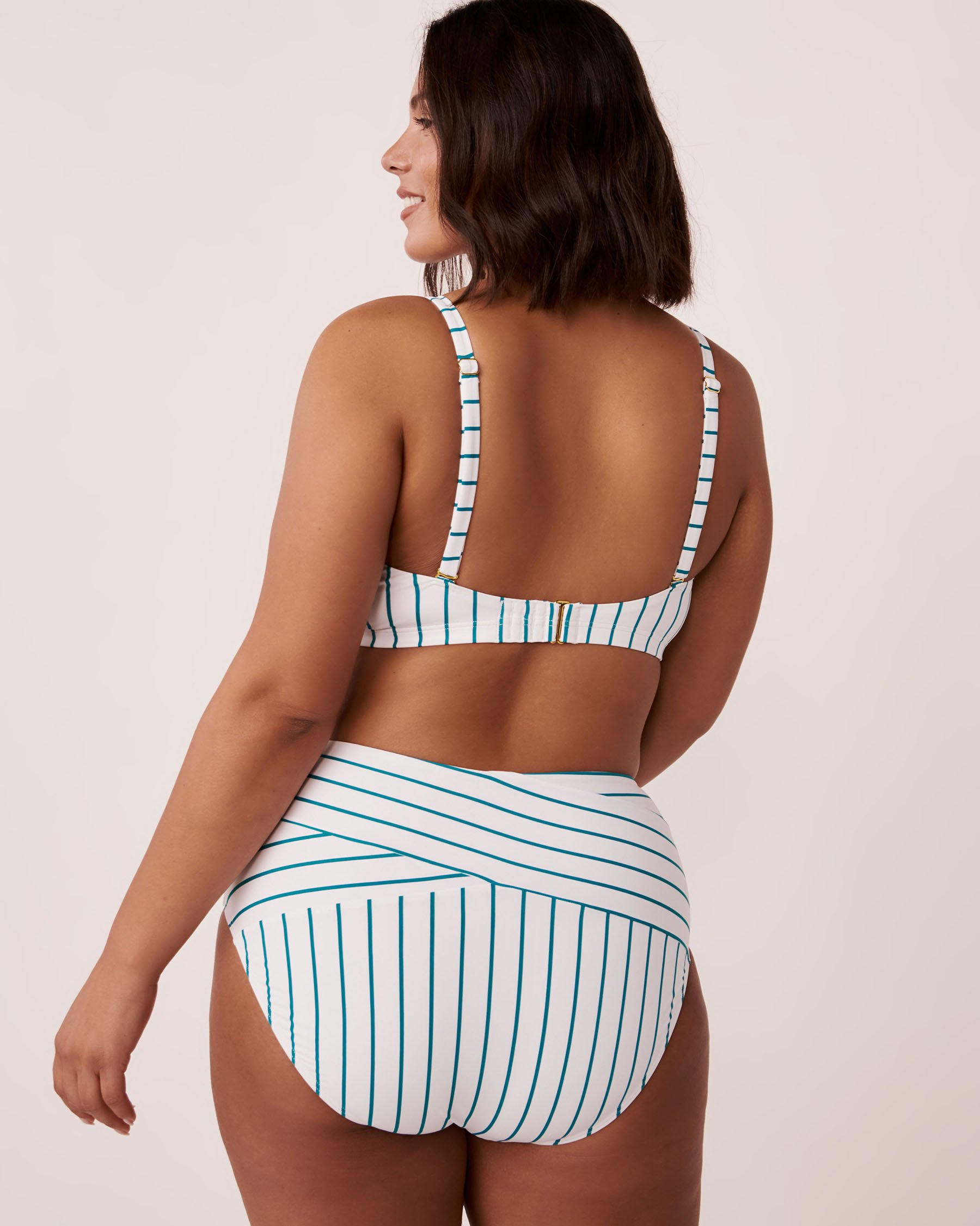 LA VIE EN ROSE AQUA FANFARE STREAKS Recycled Fibers D Cup Triangle Bikini Top Stripes 70200067 - View2