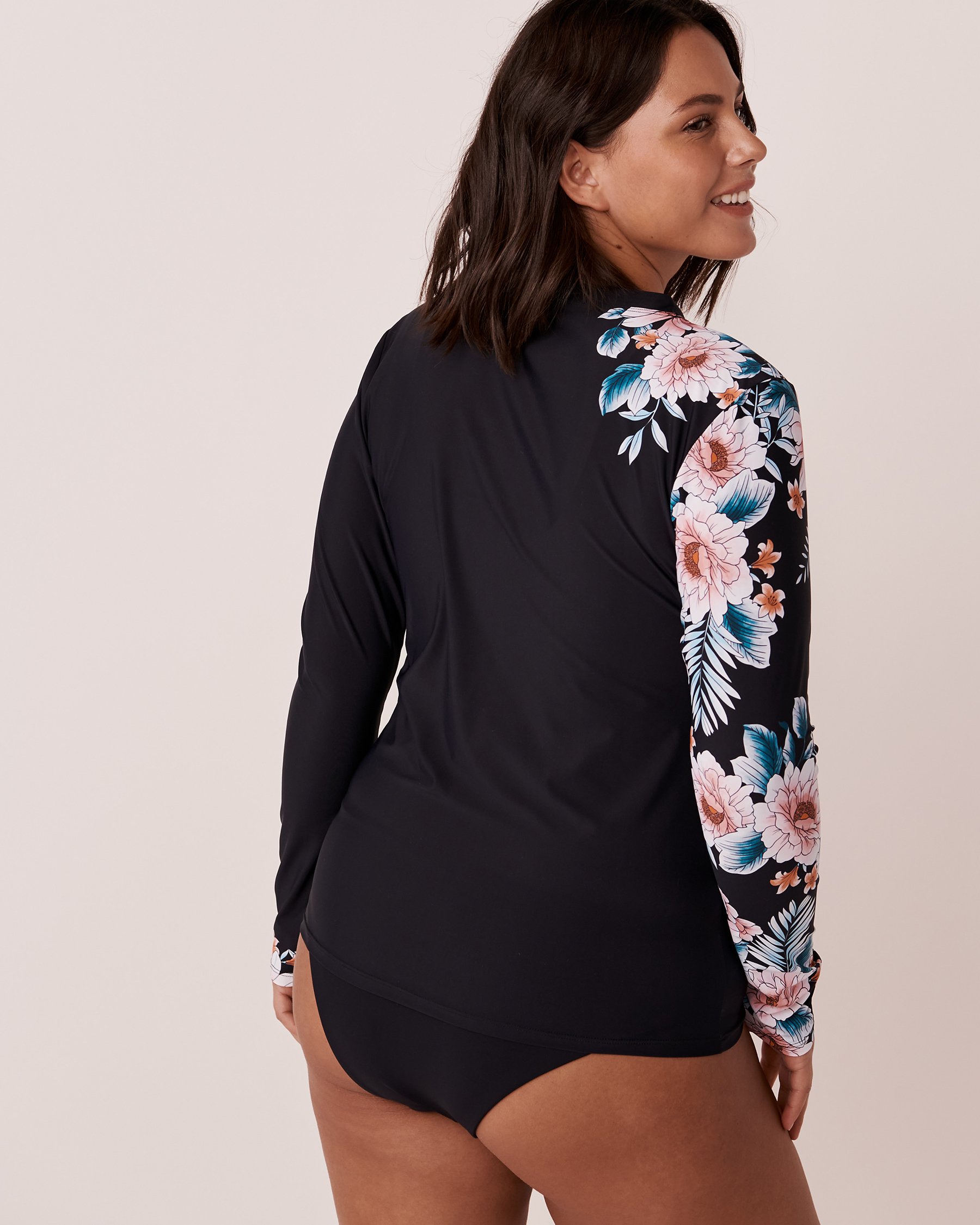 LA VIE EN ROSE AQUA Floral Print Long Sleeve Rashguard Floral print 70100379 - View3