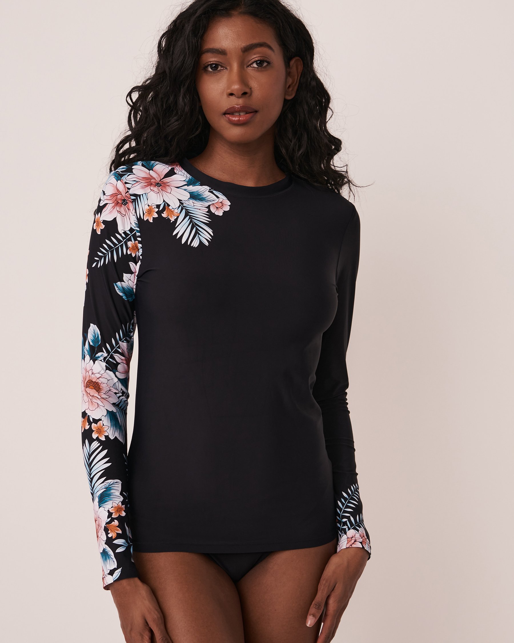 LA VIE EN ROSE AQUA Floral Print Long Sleeve Rashguard Floral print 70100379 - View8
