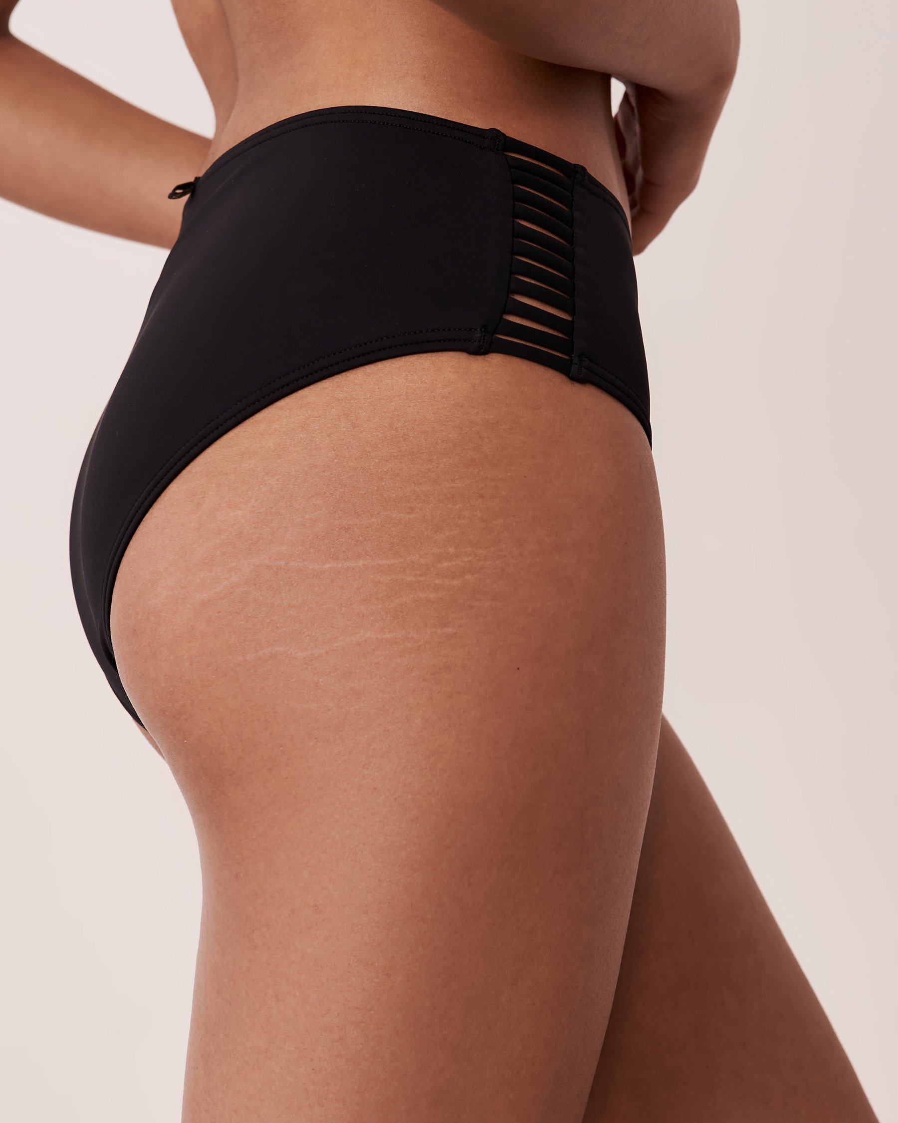 LA VIE EN ROSE AQUA Bas de bikini bandes sur les côtés SOLID Noir 70300355 - View2