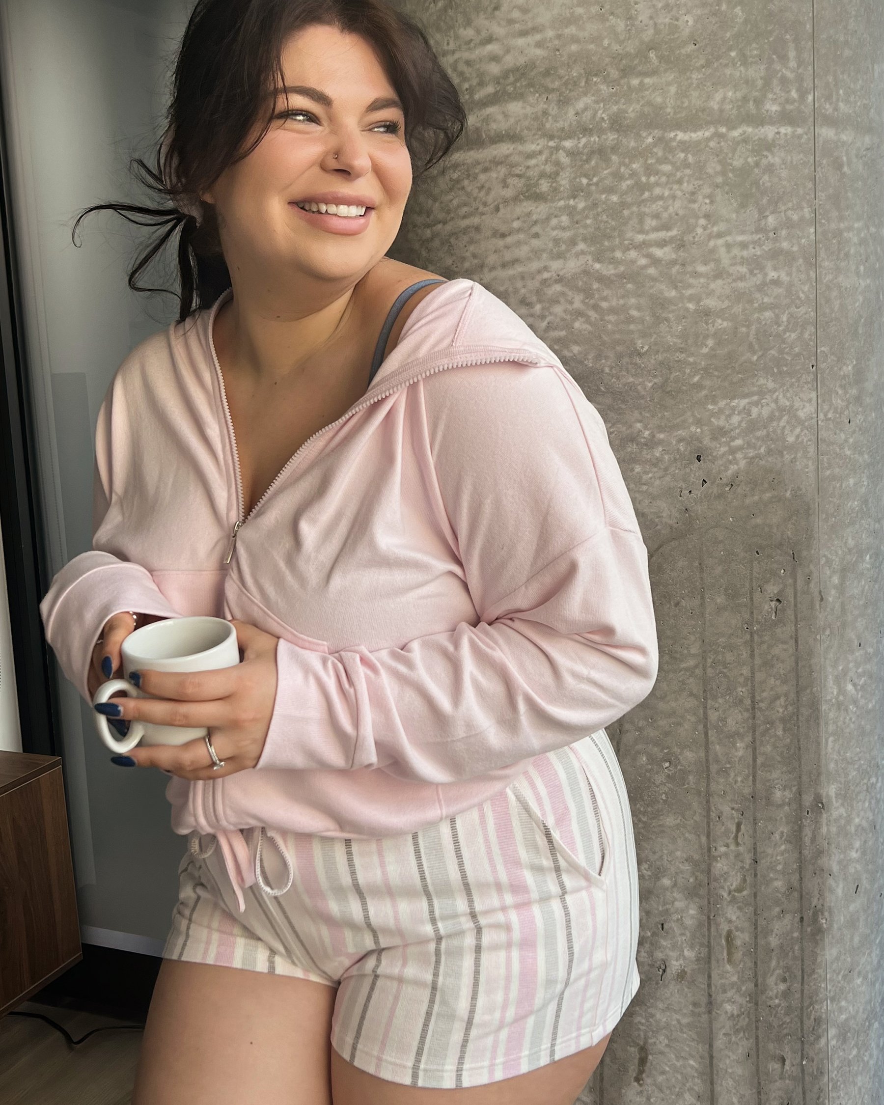 LA VIE EN ROSE Recycled Fibers Hooded Zip-up Shirt Ballerina pink 40600123 - View5