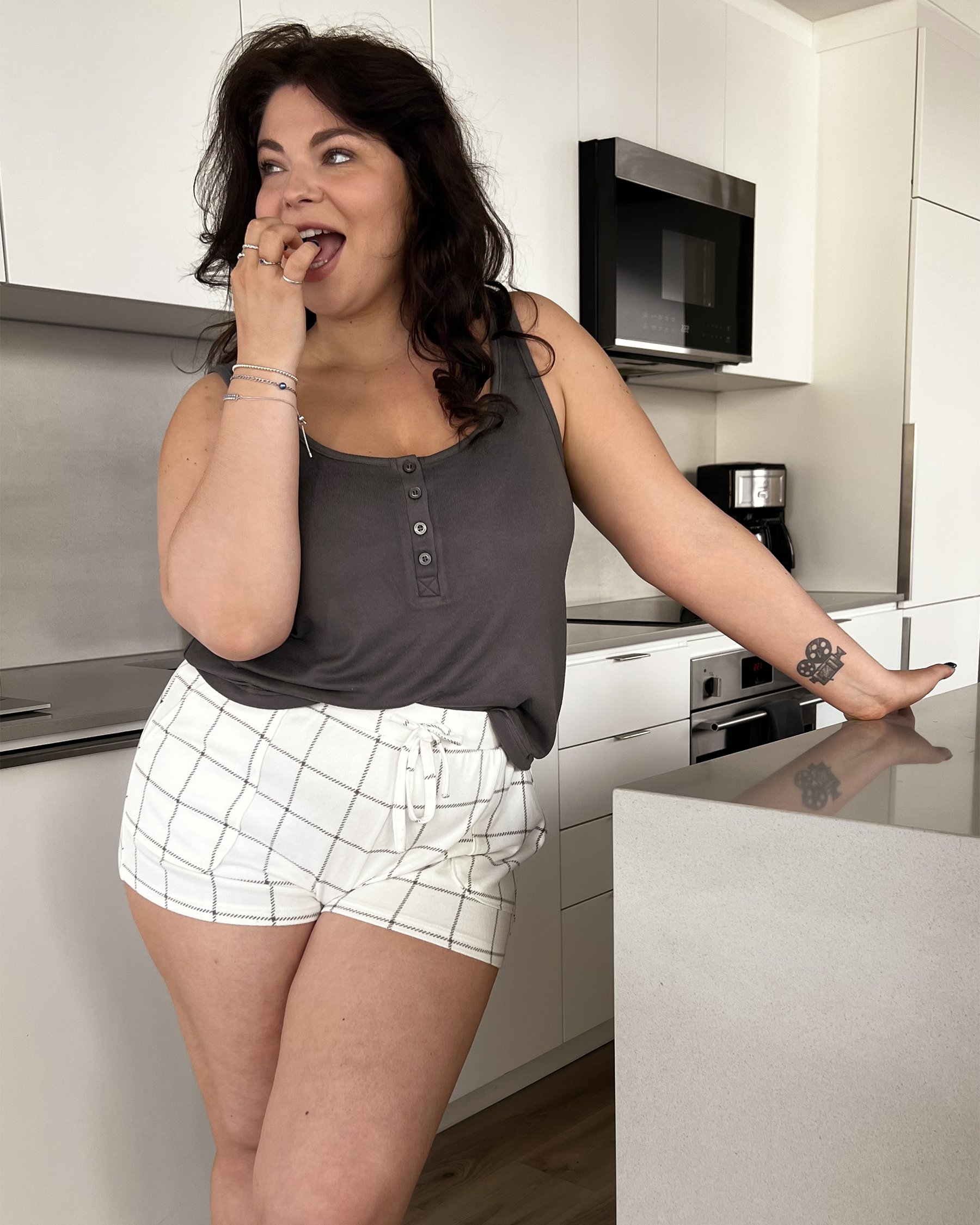 LA VIE EN ROSE Recycled Fibers Cami with Buttons Grey smoke 40100394 - View4