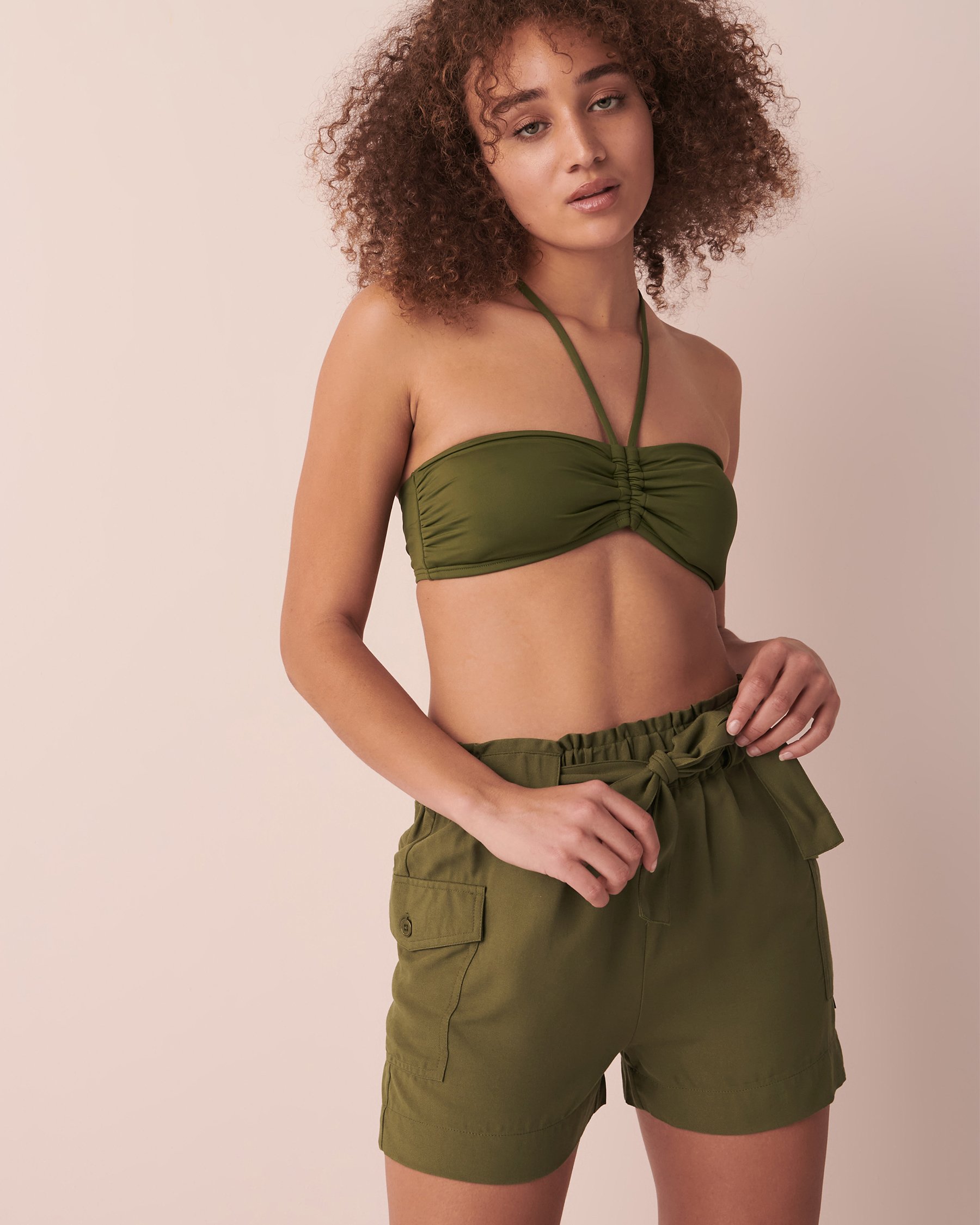 LA VIE EN ROSE AQUA High Waist Cargo Shorts Olive 80200025 - View1