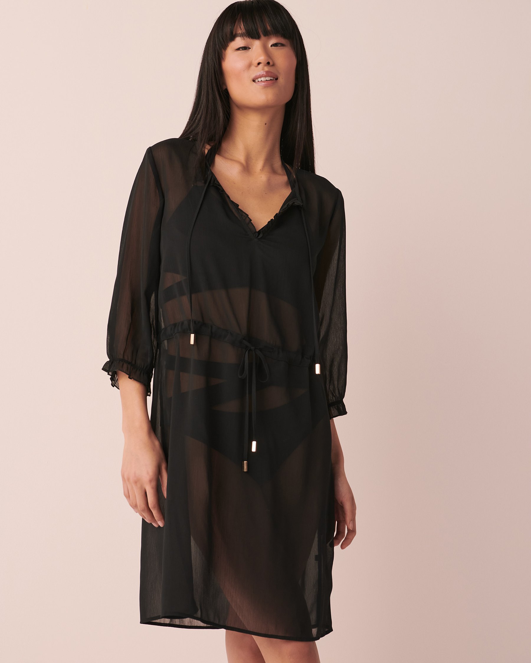LA VIE EN ROSE AQUA Chiffon Dress Black 80300062 - View1