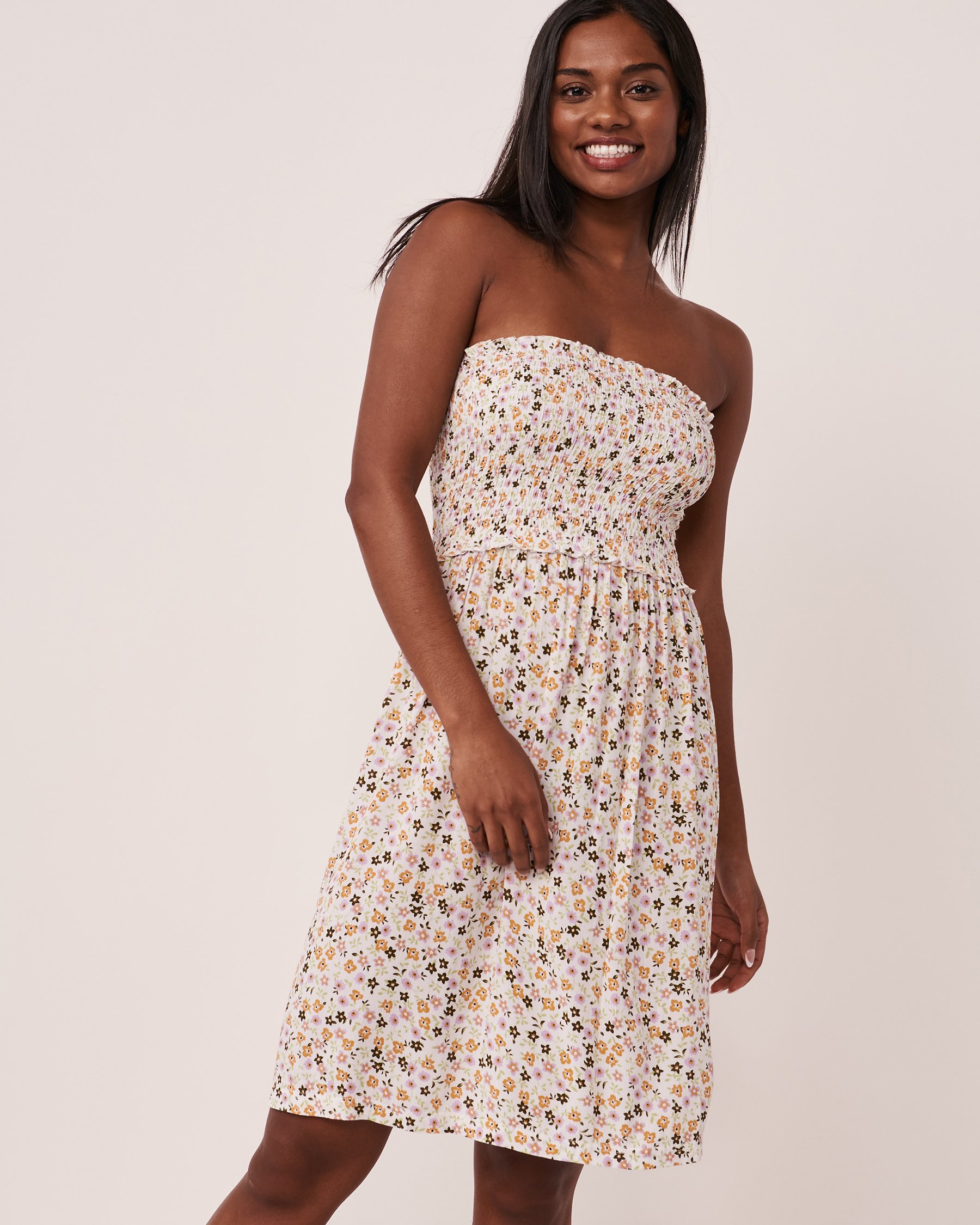 LA VIE EN ROSE AQUA Mini robe sans bretelles Floral miniature 80300063 - Voir1