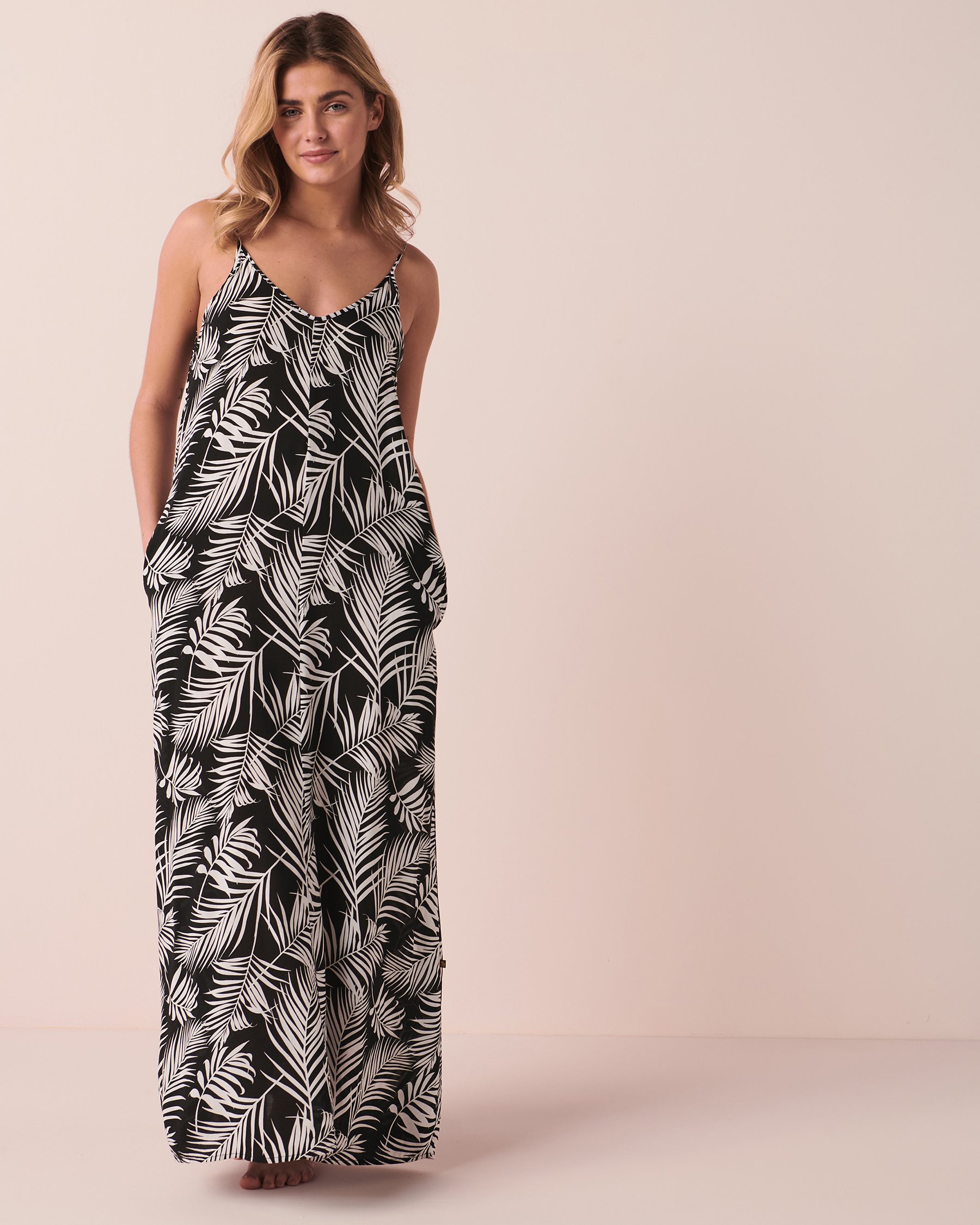 LA VIE EN ROSE AQUA PALM LEAVES Maxi Dress Leaves 80300065 - View4
