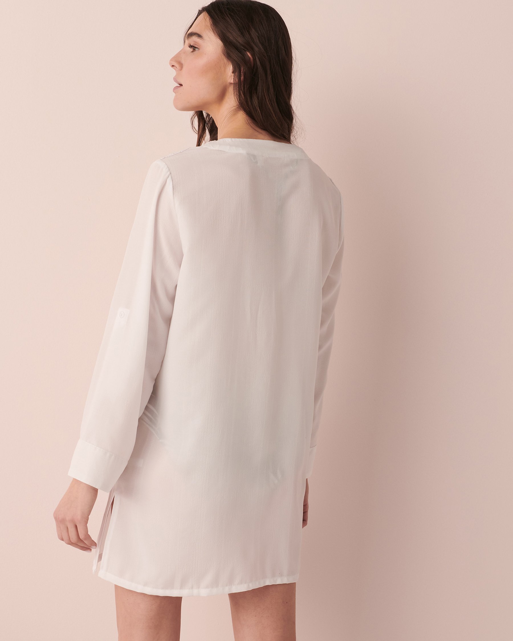 LA VIE EN ROSE AQUA Lace Up Tunic rayon White 80400029 - View2