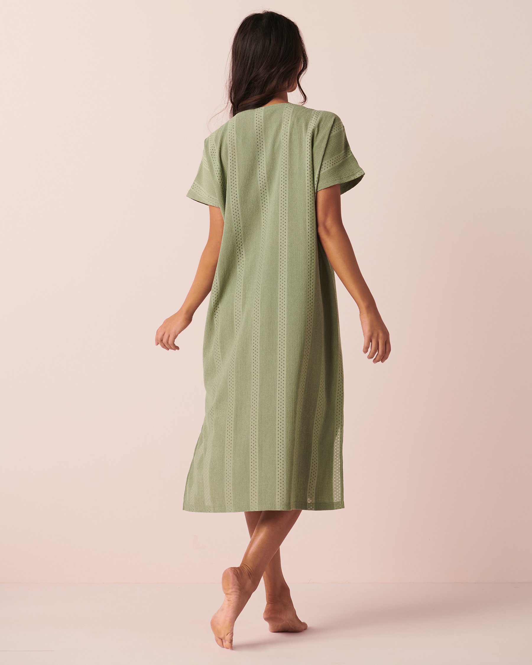 LA VIE EN ROSE AQUA Crochet Detail Long Tunic Sage 80400031 - View2