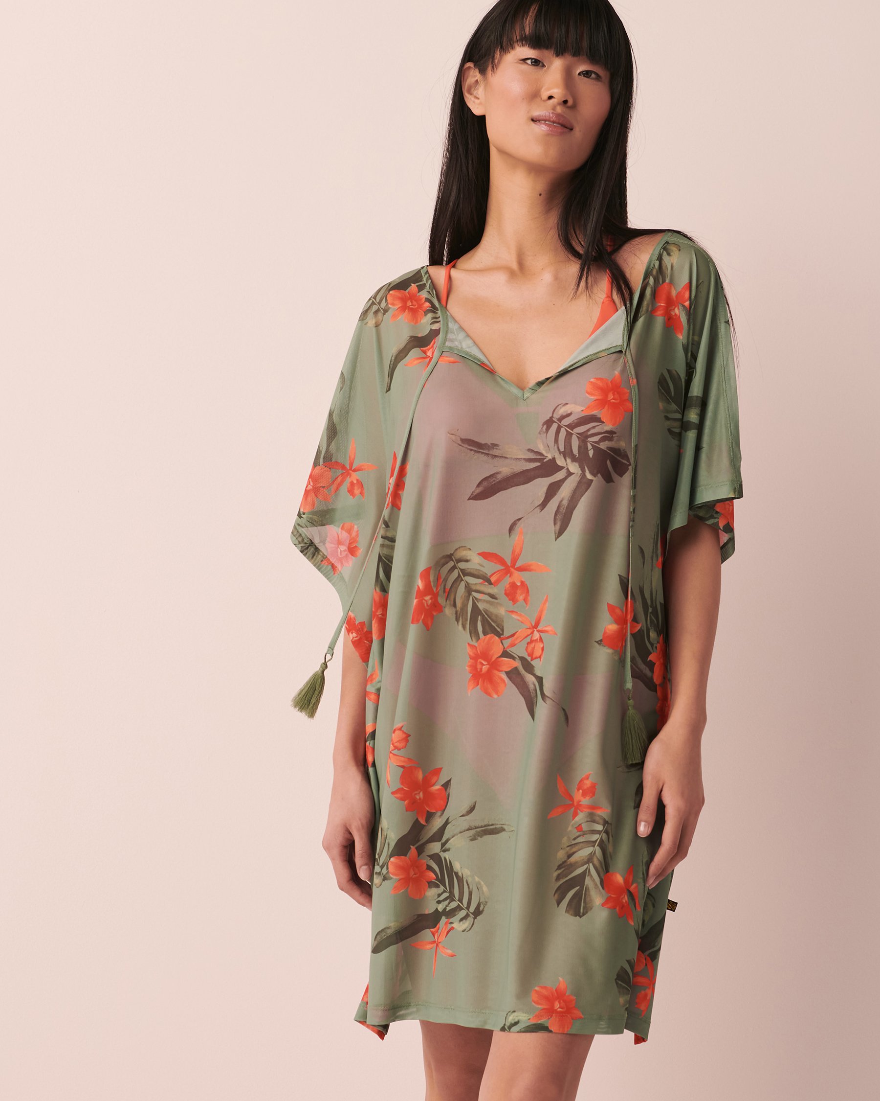 LA VIE EN ROSE AQUA ORCHID GARDEN Mesh Poncho Garden 80400034 - View1