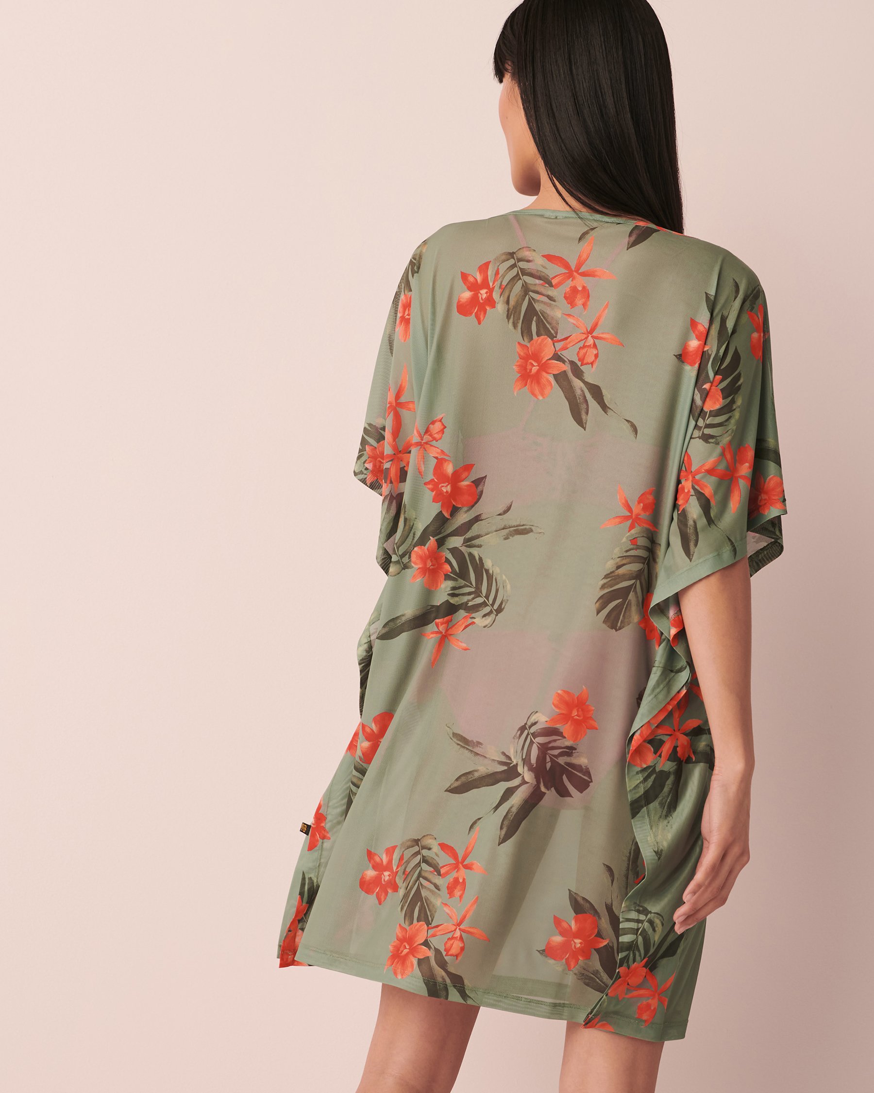 LA VIE EN ROSE AQUA ORCHID GARDEN Mesh Poncho Garden 80400034 - View2