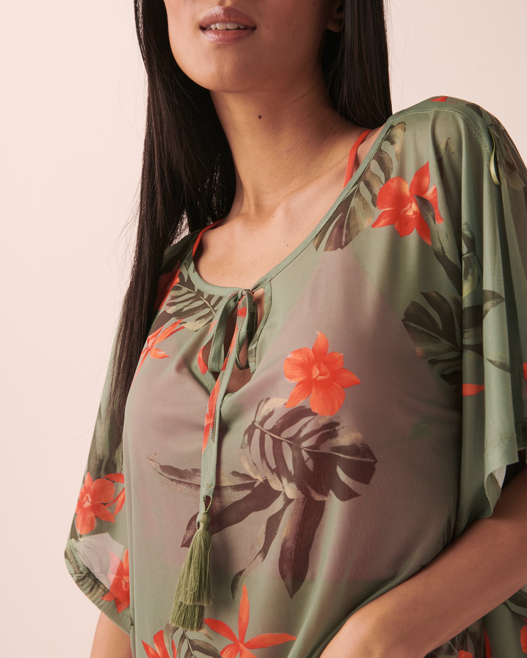 LA VIE EN ROSE AQUA ORCHID GARDEN Mesh Poncho Garden 80400034 - View3