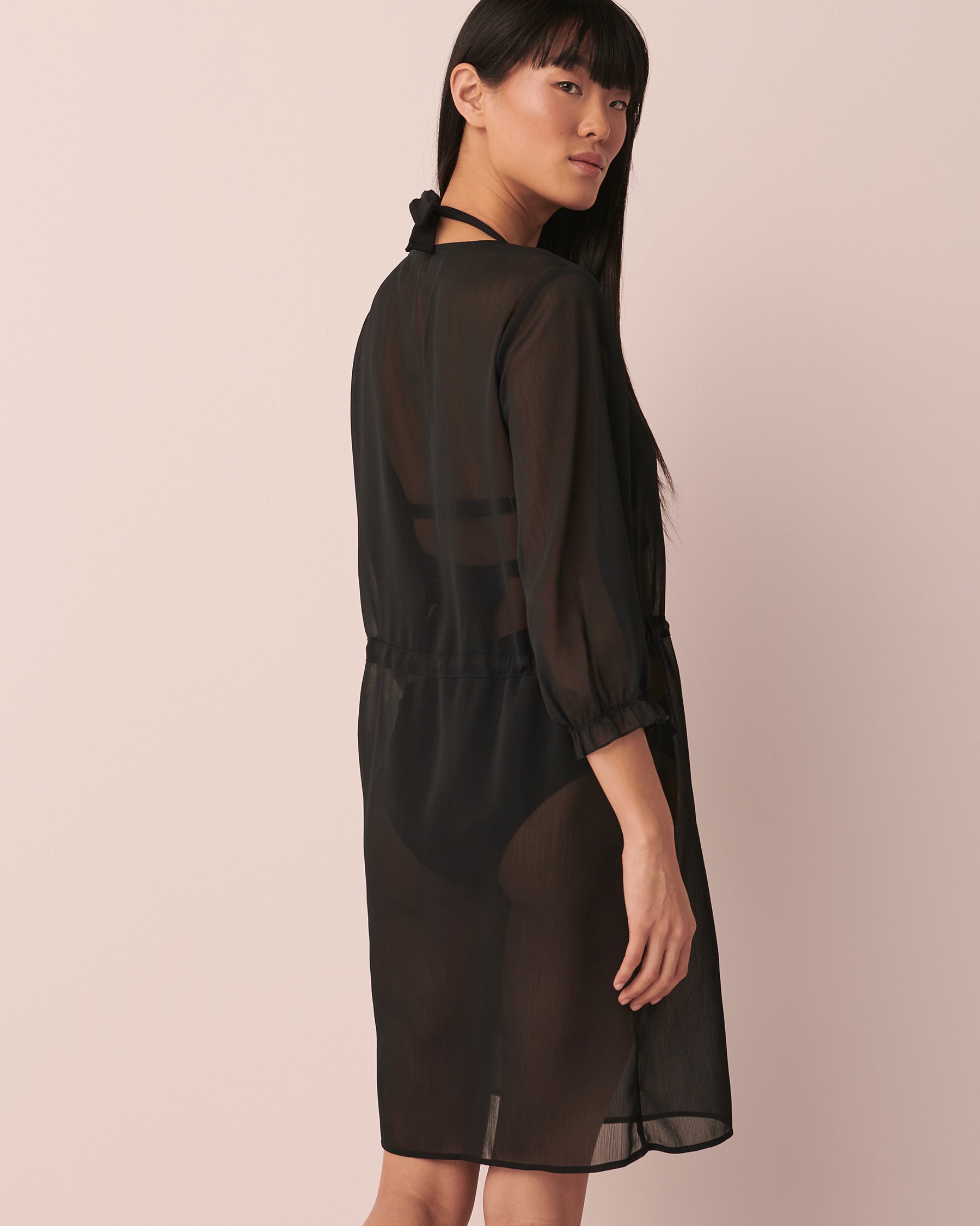 LA VIE EN ROSE AQUA Robe en chiffon Noir 80300062 - Voir3