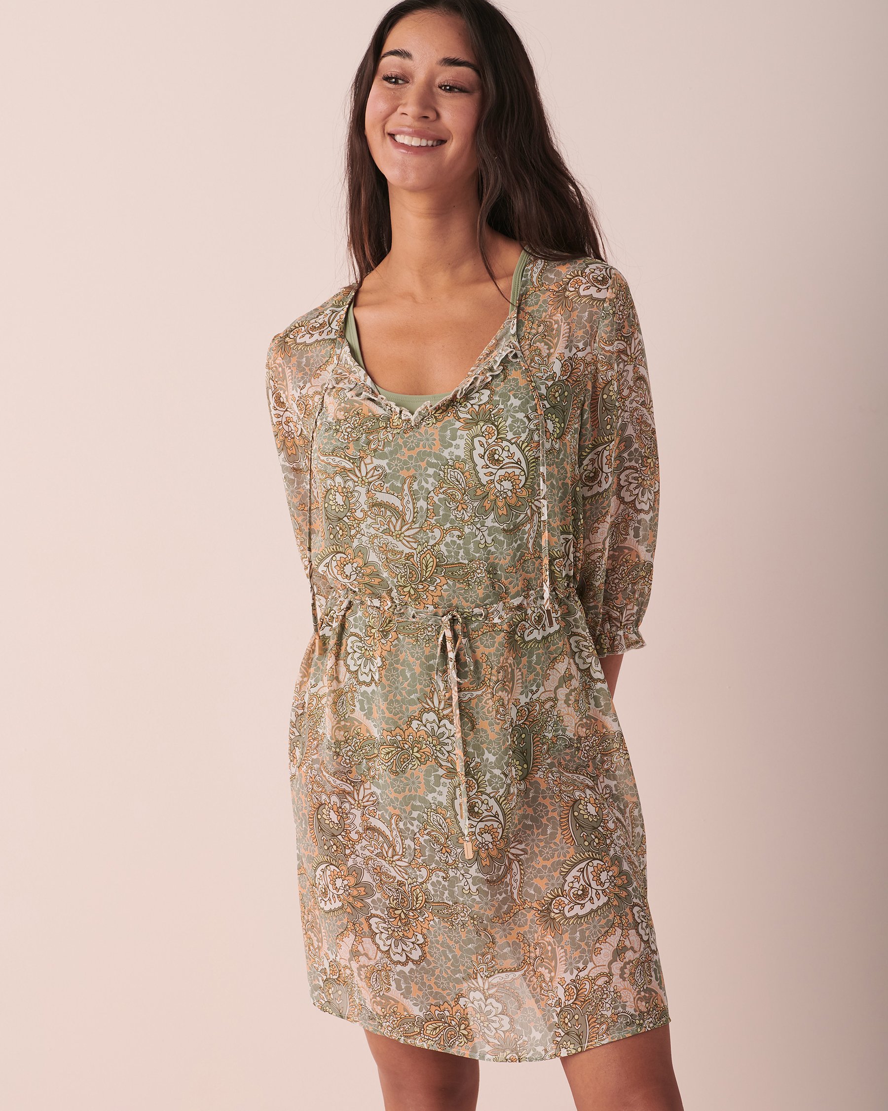 LA VIE EN ROSE AQUA Robe en chiffon Paisley 80300062 - View1
