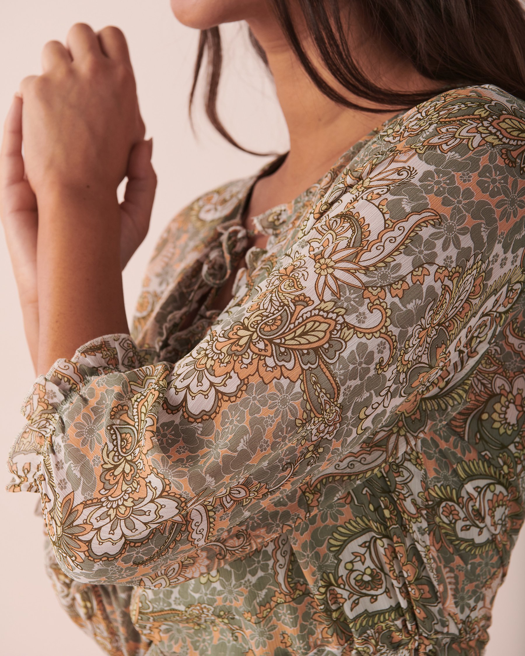 LA VIE EN ROSE AQUA Robe en chiffon Paisley 80300062 - View3