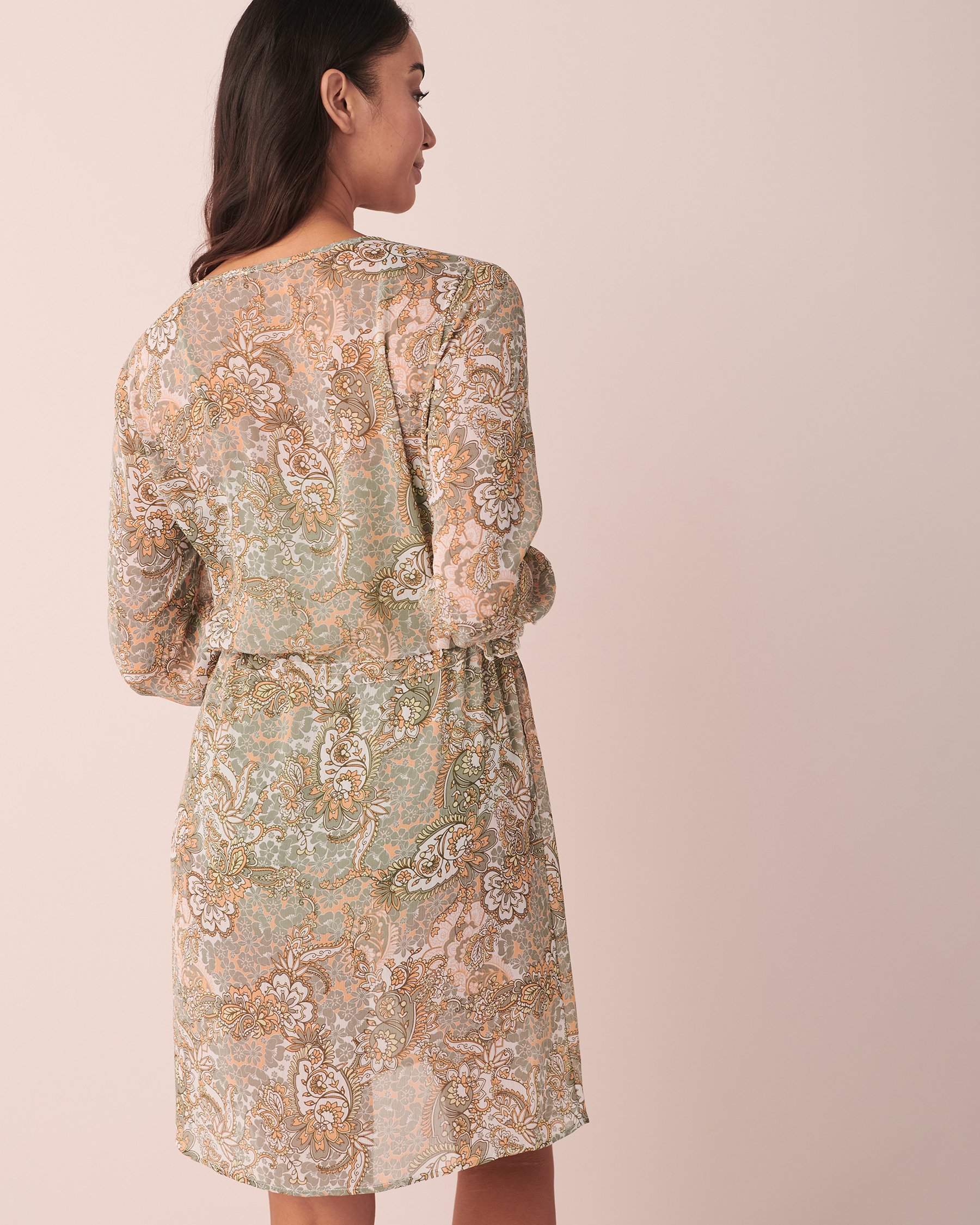 LA VIE EN ROSE AQUA Robe en chiffon Paisley 80300062 - View4