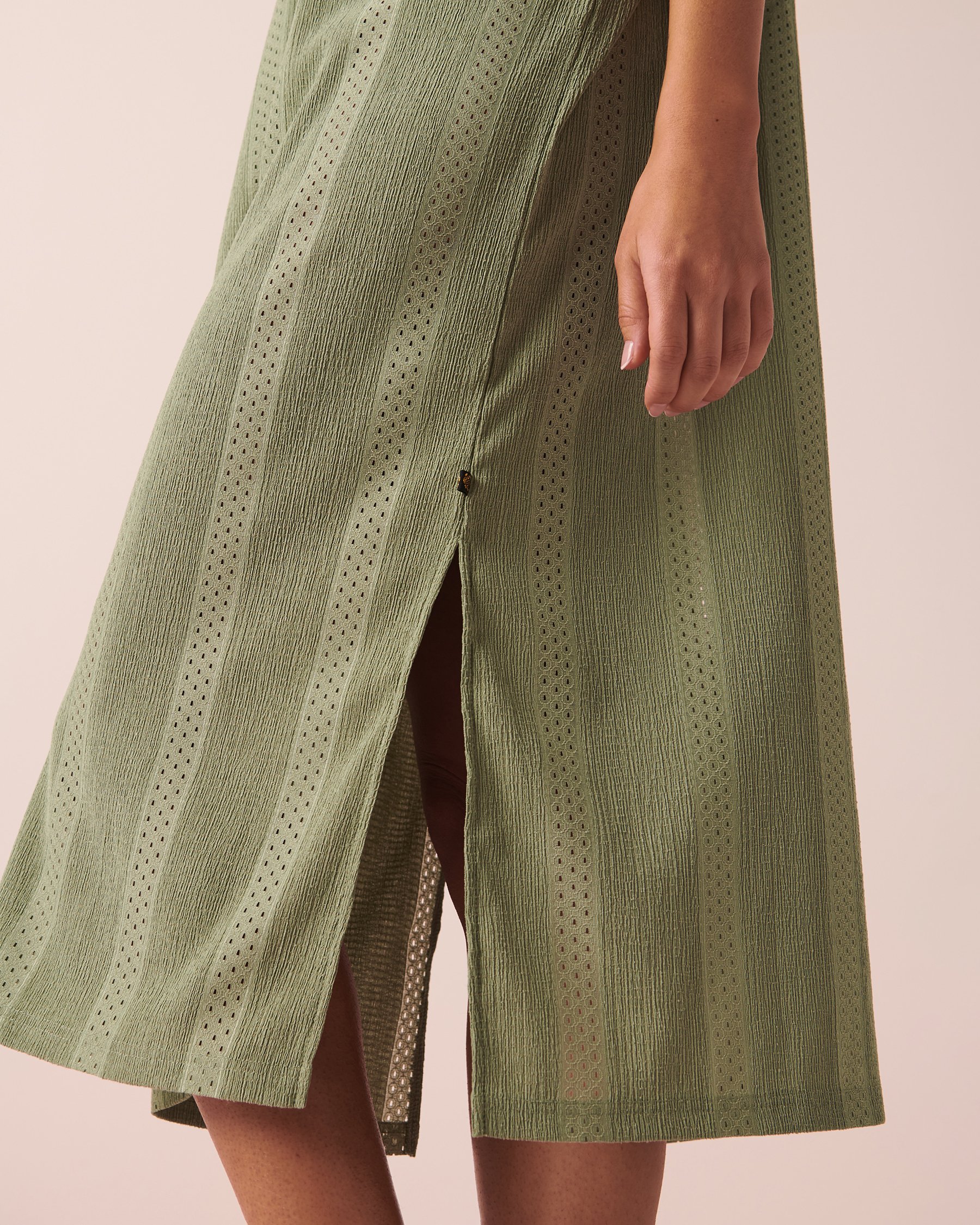 LA VIE EN ROSE AQUA Tunique longue détail de crochet Sauge 80400031 - View3